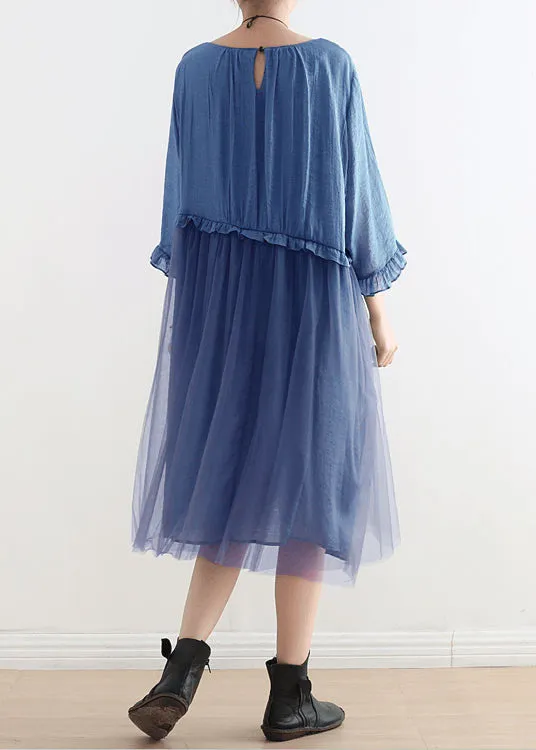 2021 Light Blue Tull Maxi dresses patchwork chiffon Summer Dresses