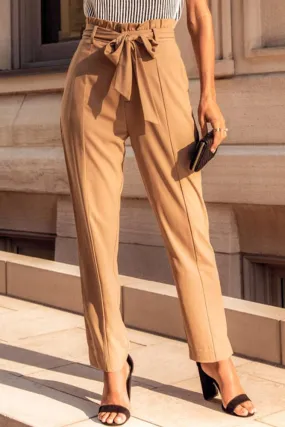 Adriana Paperbag Pants in Camel