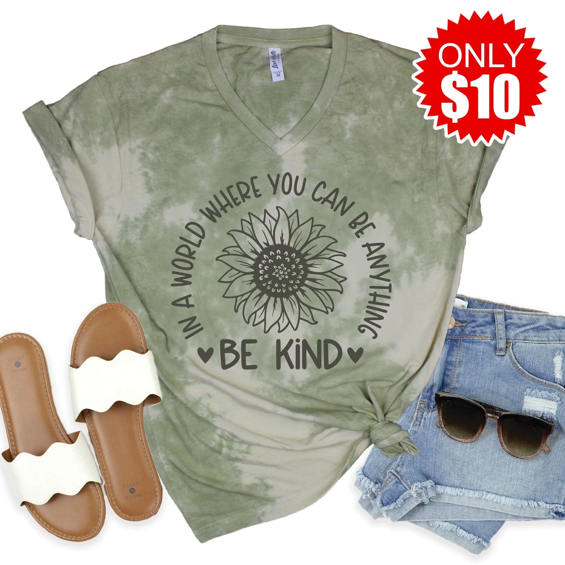 Be Kind Sunflower V-Neck - 10