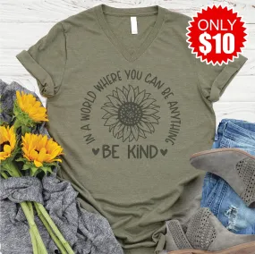 Be Kind Sunflower V-Neck - 10