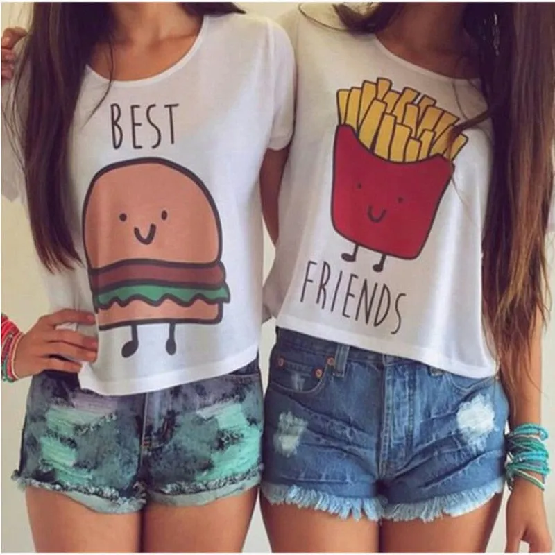 Best Friend Burger and Fries Lovers Crop Top Shirt