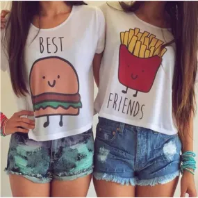 Best Friend Burger and Fries Lovers Crop Top Shirt