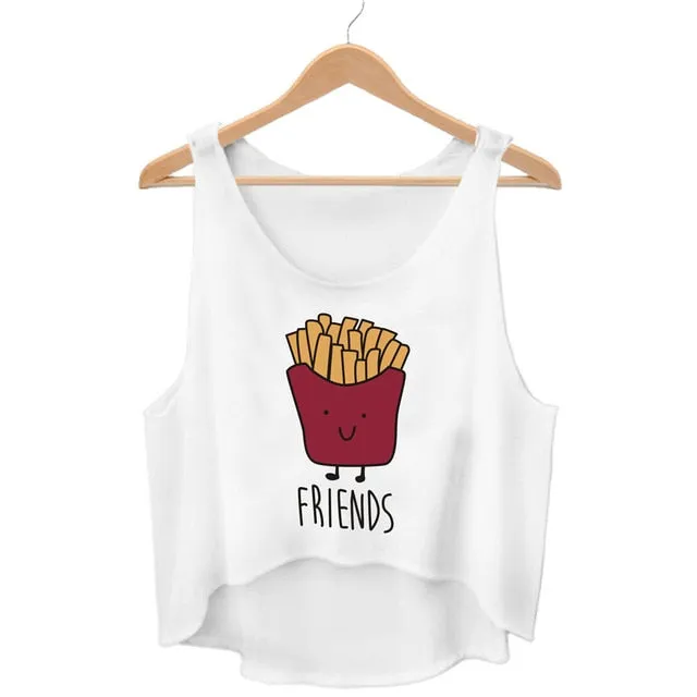 Best Friend Burger and Fries Lovers Crop Top Shirt