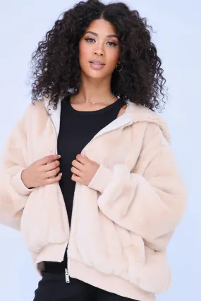 Bethany Oversized Fuzzy Jacket - Nude