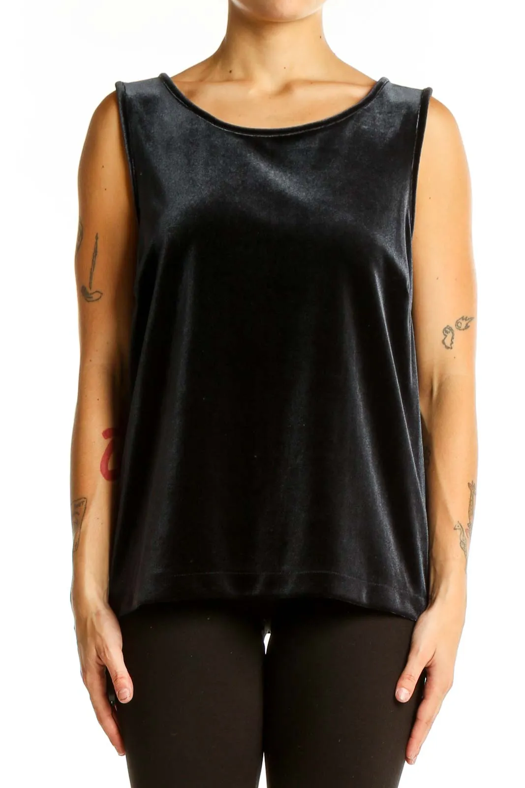 Black Velvet Sleeveless Tank Top