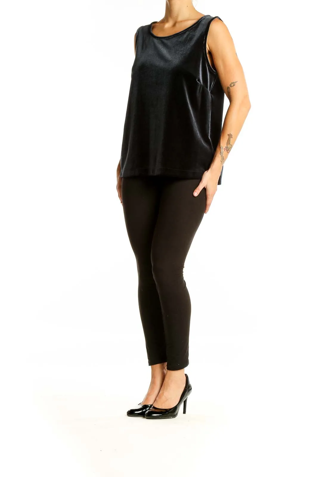 Black Velvet Sleeveless Tank Top