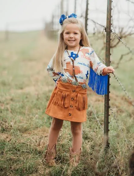 Brown Suede Fringe Skirt