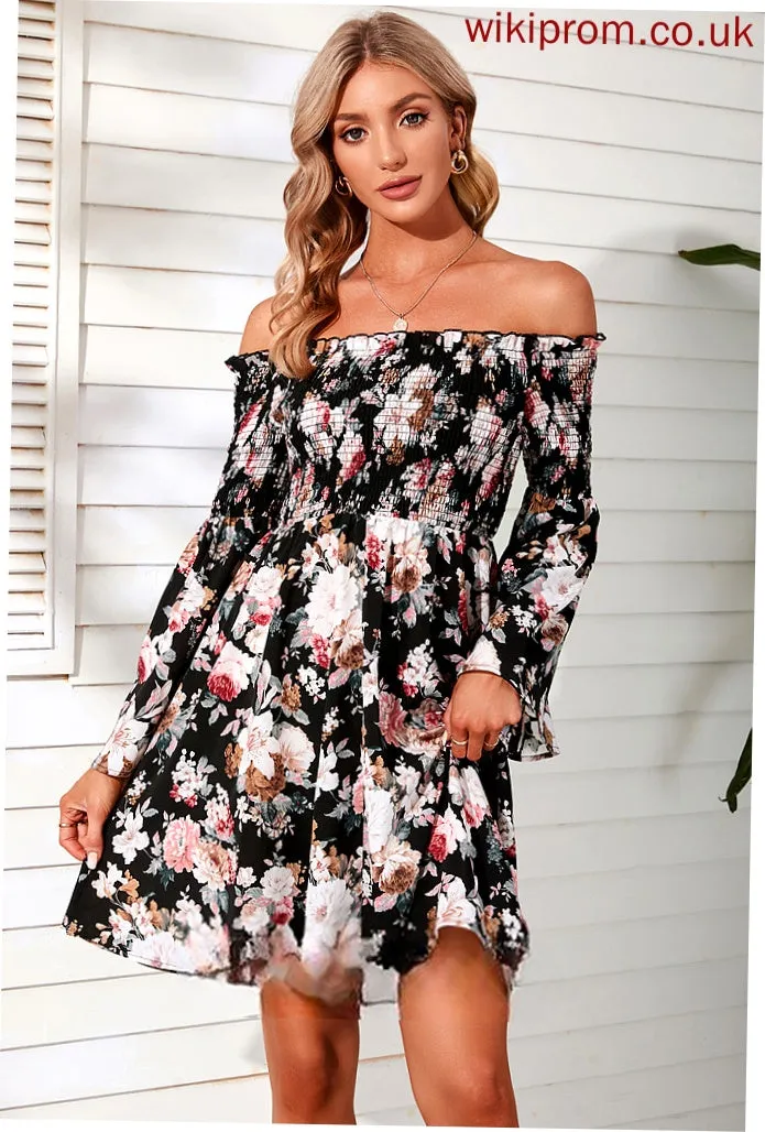 Chiffon Sleeves Club Dresses Shoulder Long Mini the Off A-line Vacation Lois Dresses