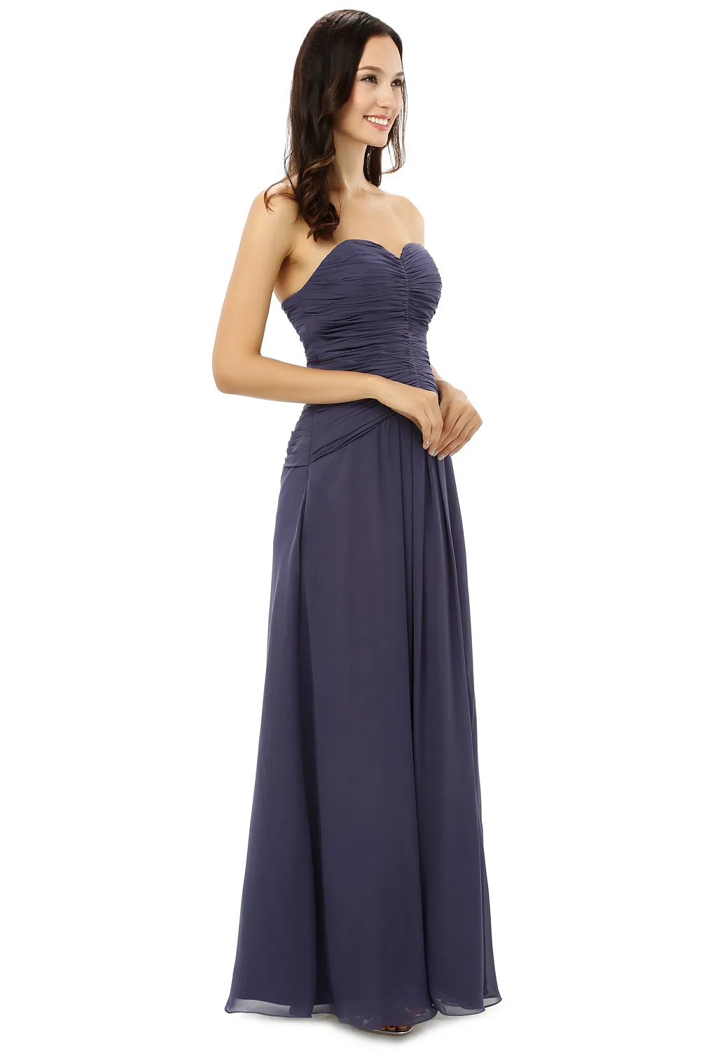 Chiffon Sweetheart Neck Long Bridesmaid Dresses