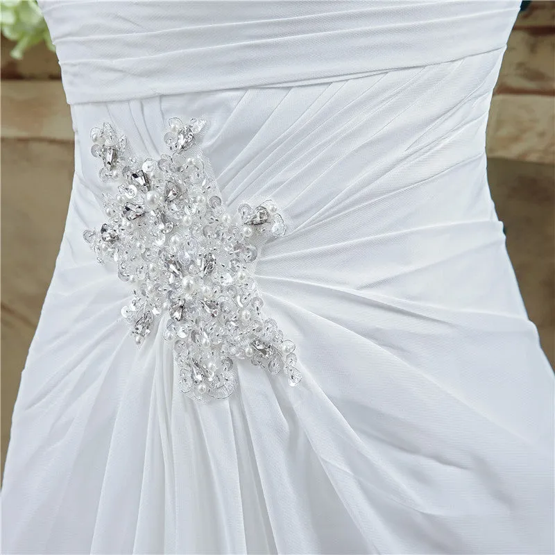 Chiffon Sweetheart Neckline A-Line Wedding Dresses With Rhinestones