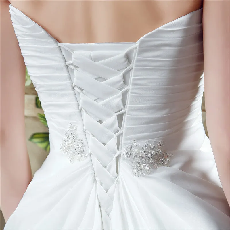 Chiffon Sweetheart Neckline A-Line Wedding Dresses With Rhinestones