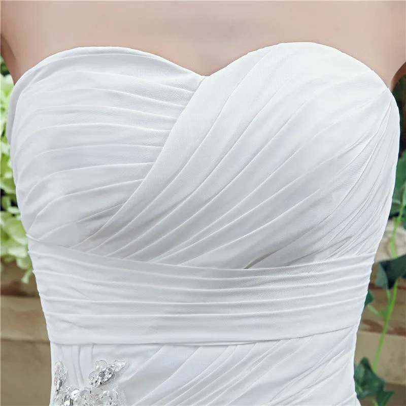 Chiffon Sweetheart Neckline A-Line Wedding Dresses With Rhinestones