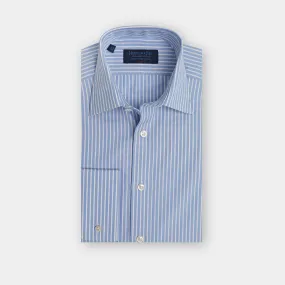 Classic Fit, Classic Collar, Two Button Cuff Shirt in Blue Stripe