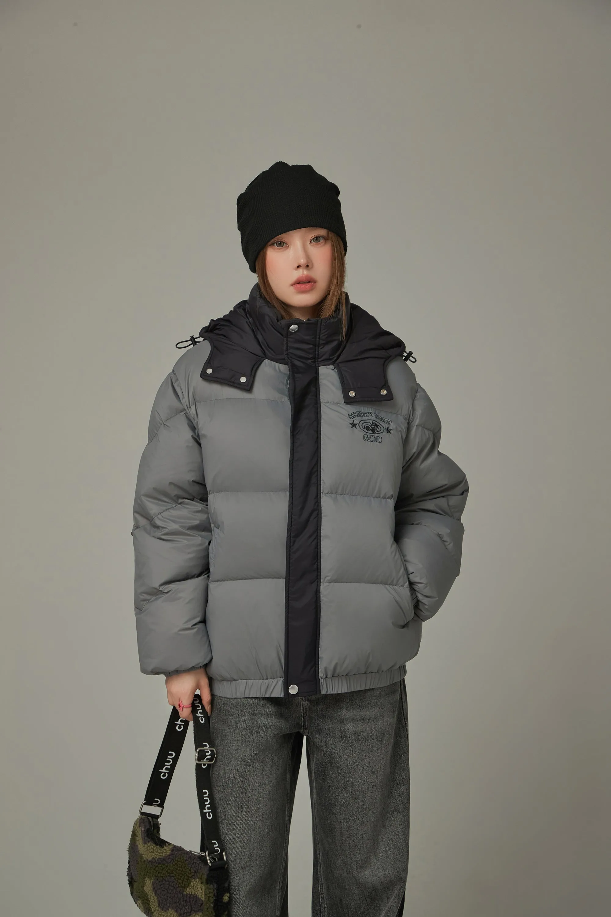 Color Matching Hooded Padded Jacket