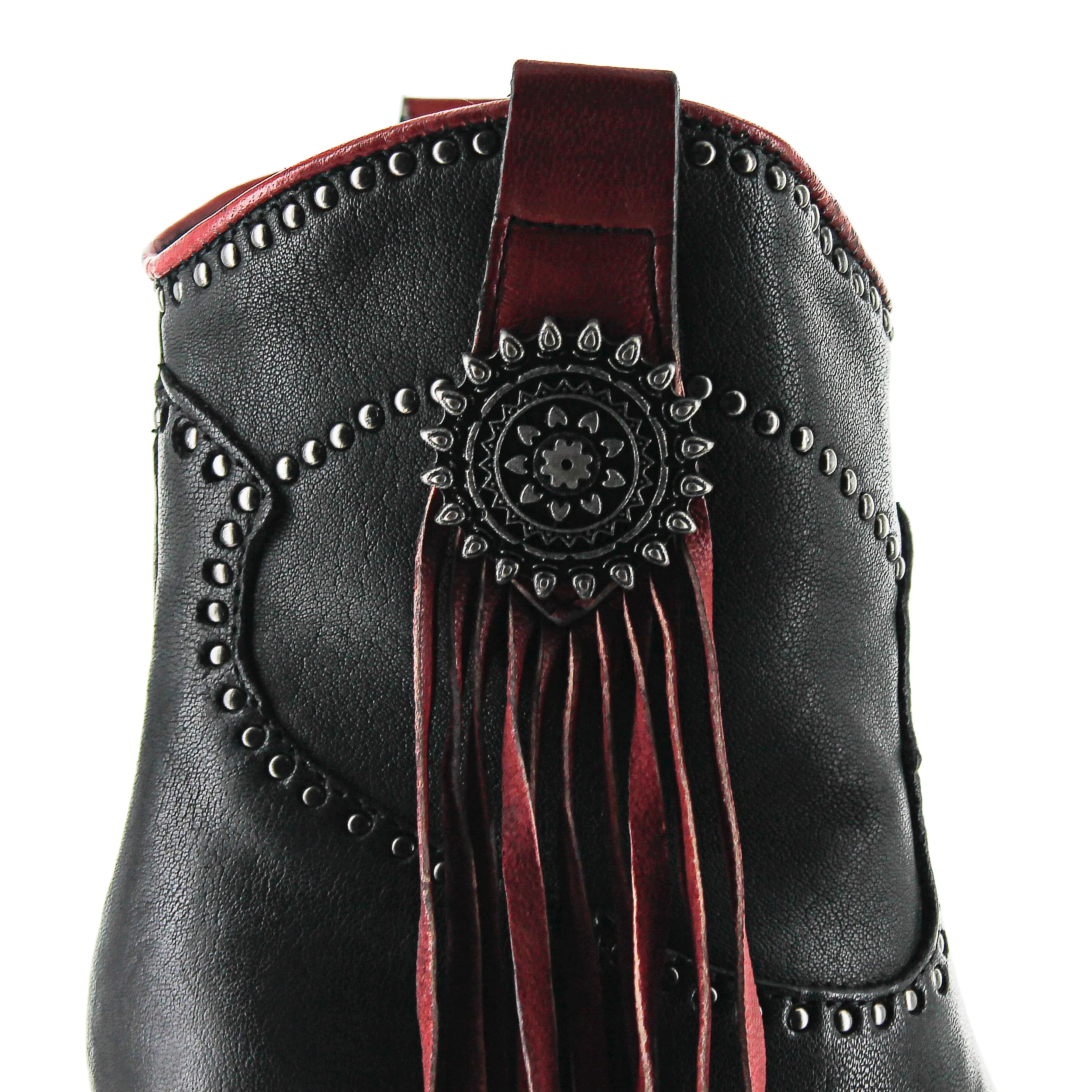 Creek01 - Black Western Ankle Side Fringe