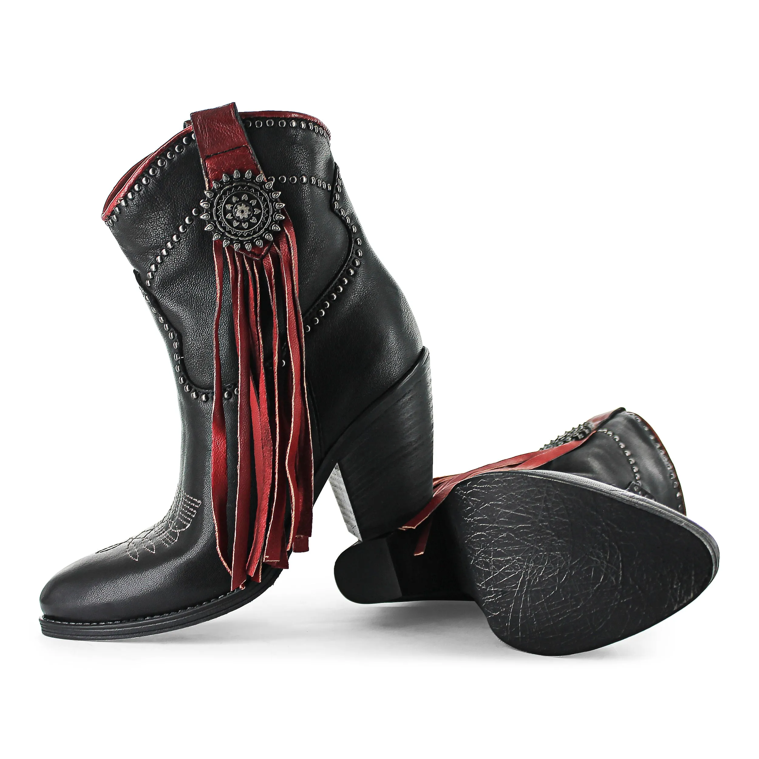 Creek01 - Black Western Ankle Side Fringe