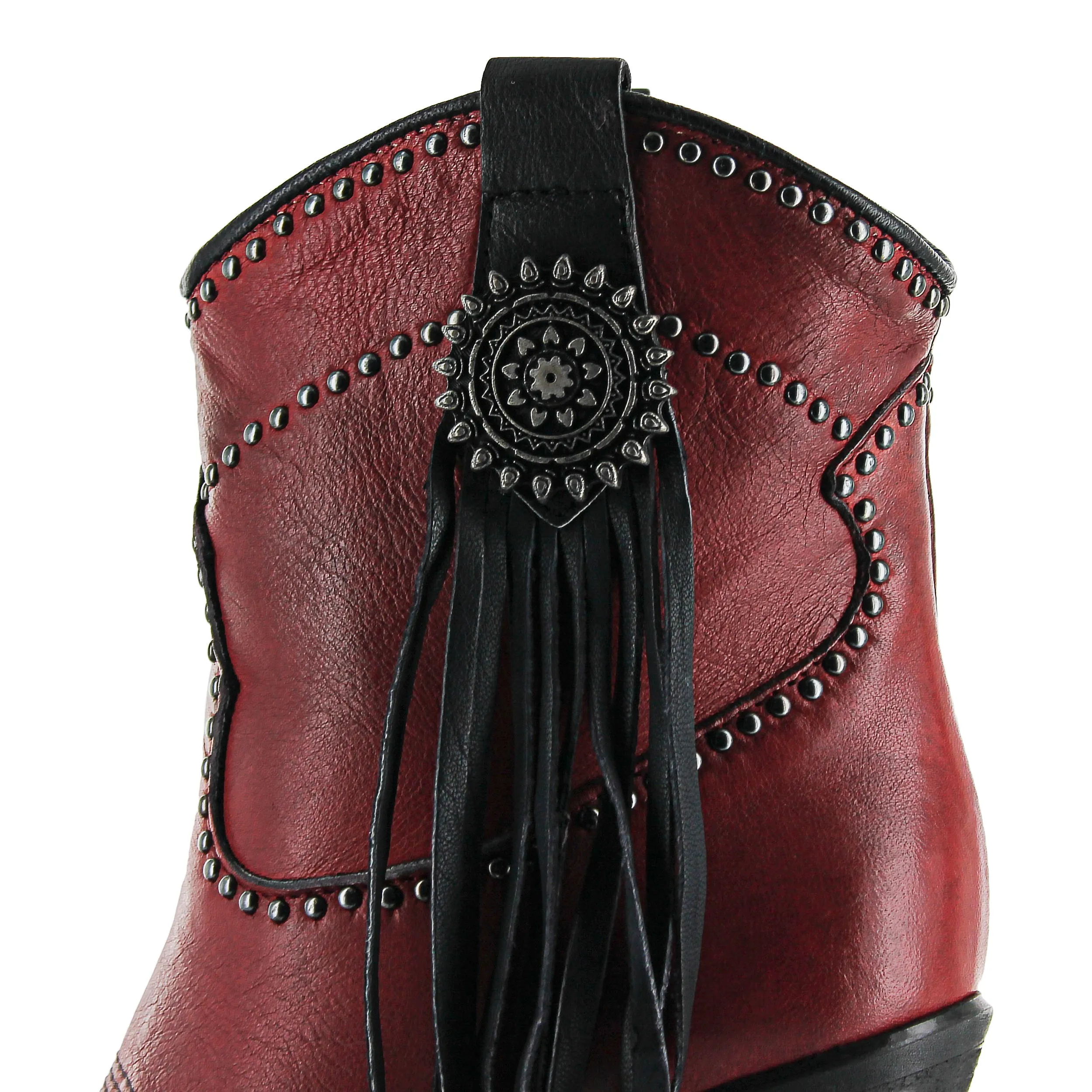 Creek01 - Red Western Ankle Side Fringe