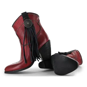 Creek01 - Red Western Ankle Side Fringe