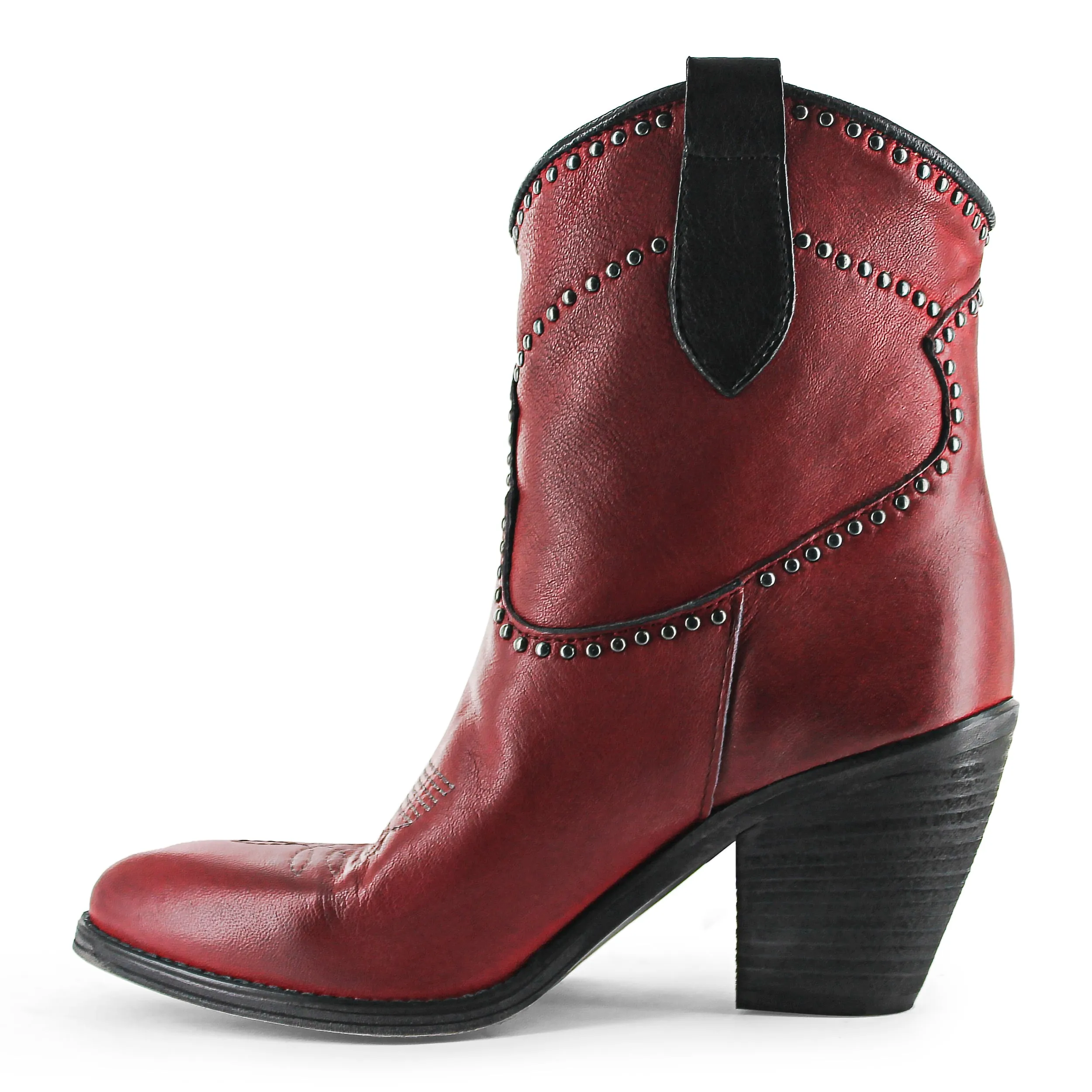 Creek01 - Red Western Ankle Side Fringe