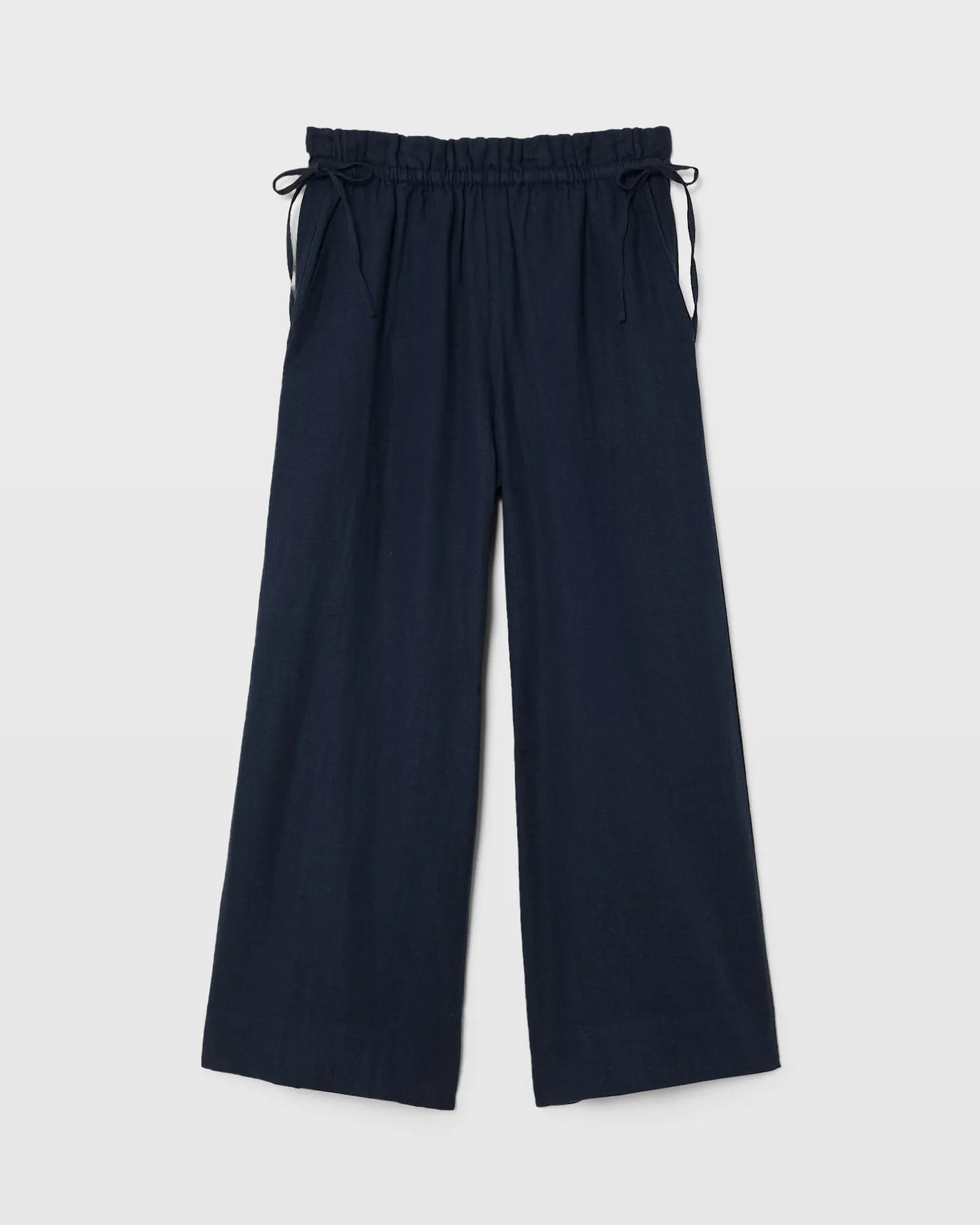 Cropped Linen Side Tie Pant