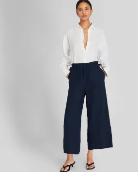 Cropped Linen Side Tie Pant