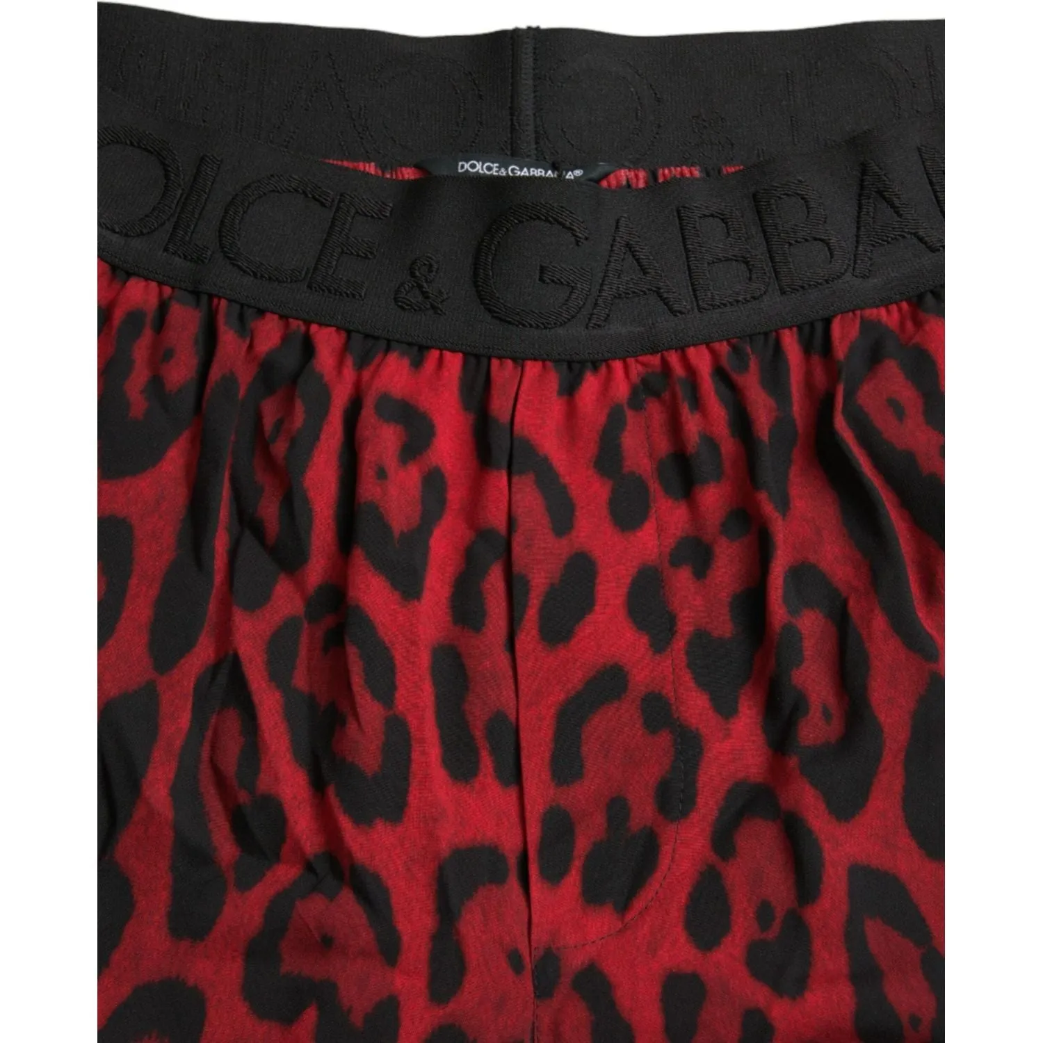 Dolce & Gabbana Red Leopard Print Viscose Bermuda Shorts