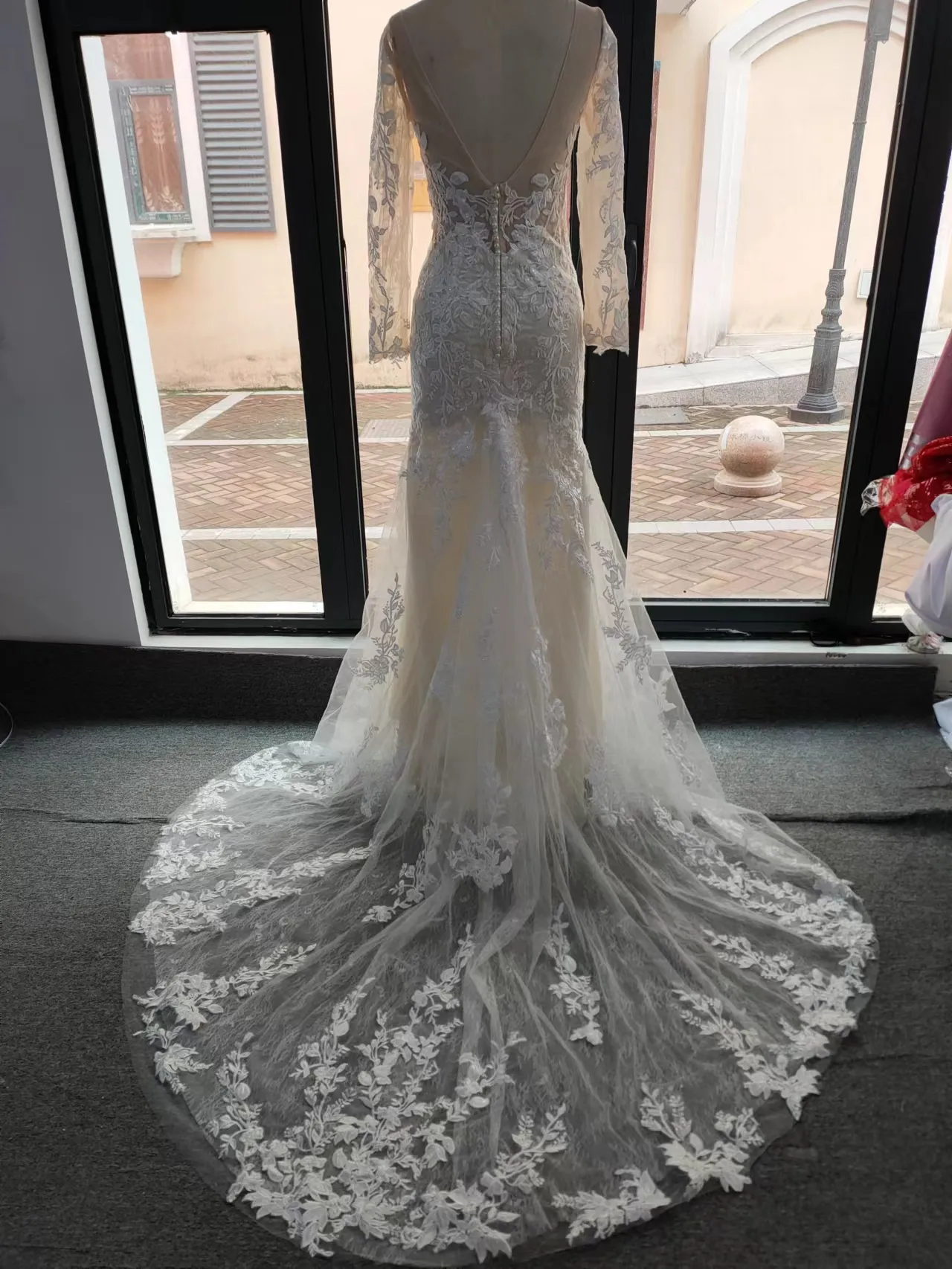 Dramatic 3D Floral Applique Mermaid Wedding Gown All Sizes/Colors