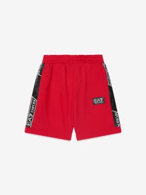 EA7 Emporio Armani Boys Train Logo Tape Bermuda Shorts in Red