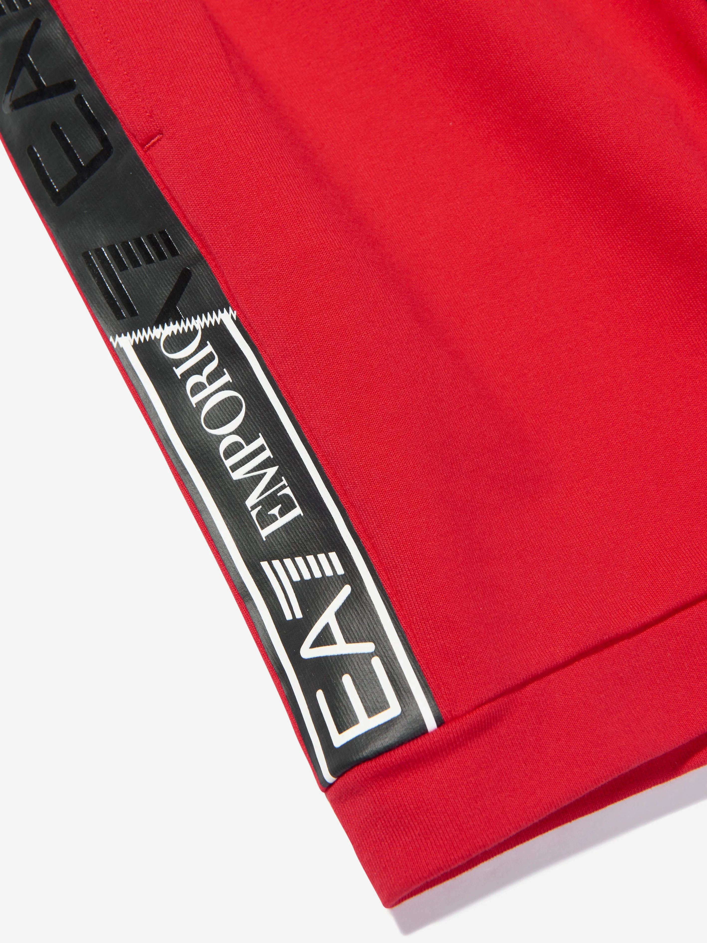 EA7 Emporio Armani Boys Train Logo Tape Bermuda Shorts in Red