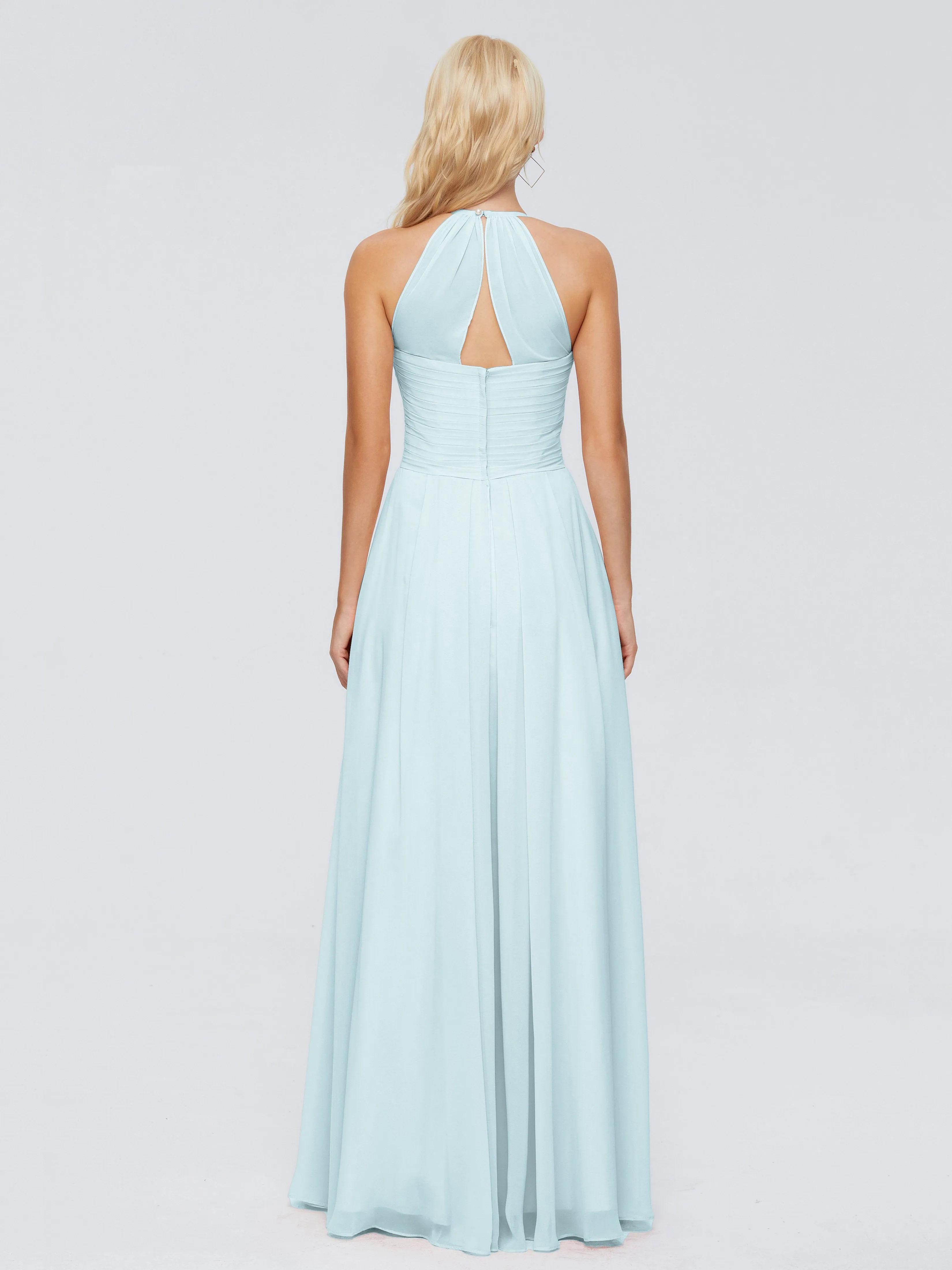 Finley Charming Halter Ruched Chiffon Bridesmaid Dresses