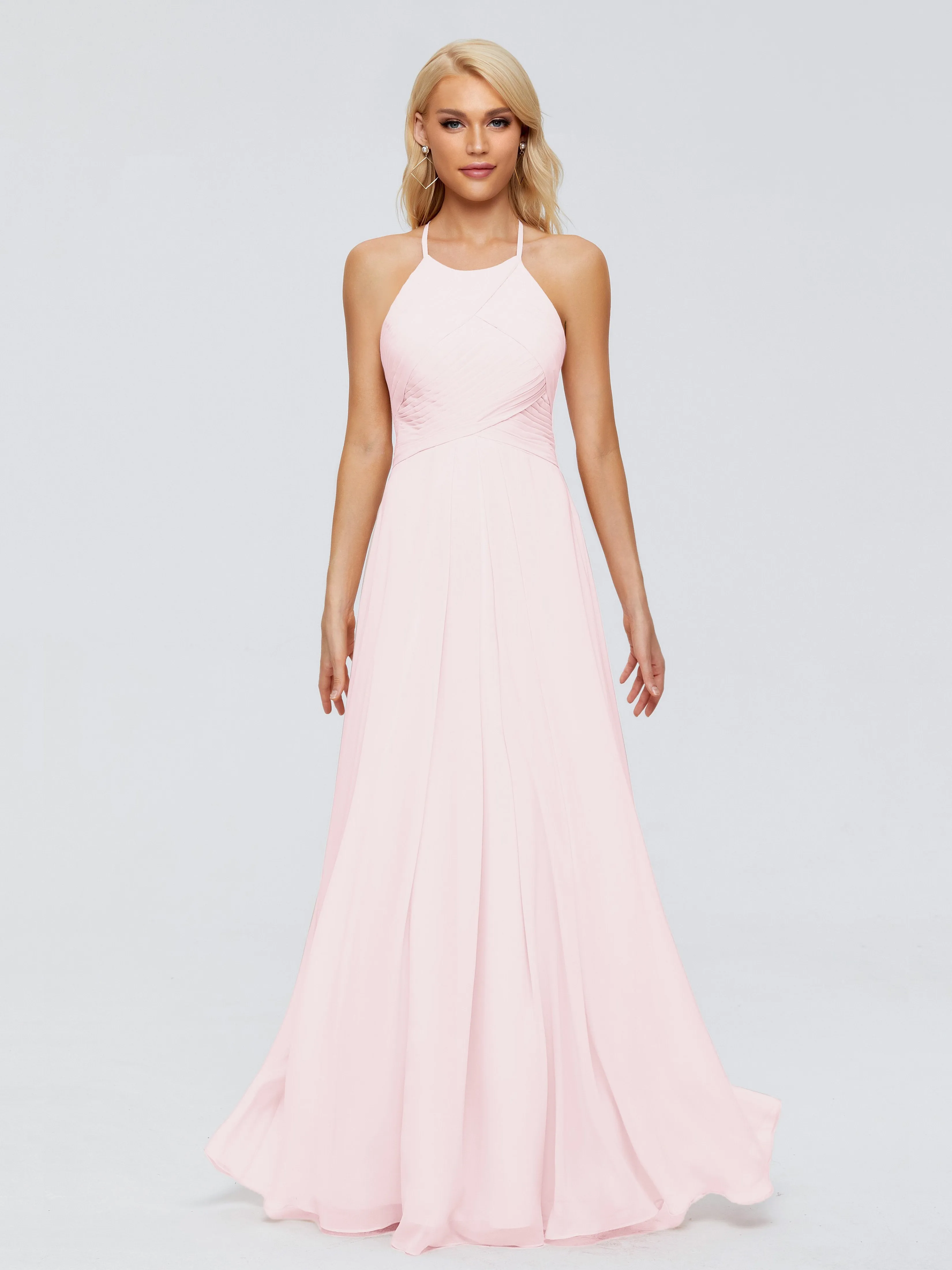 Finley Charming Halter Ruched Chiffon Bridesmaid Dresses