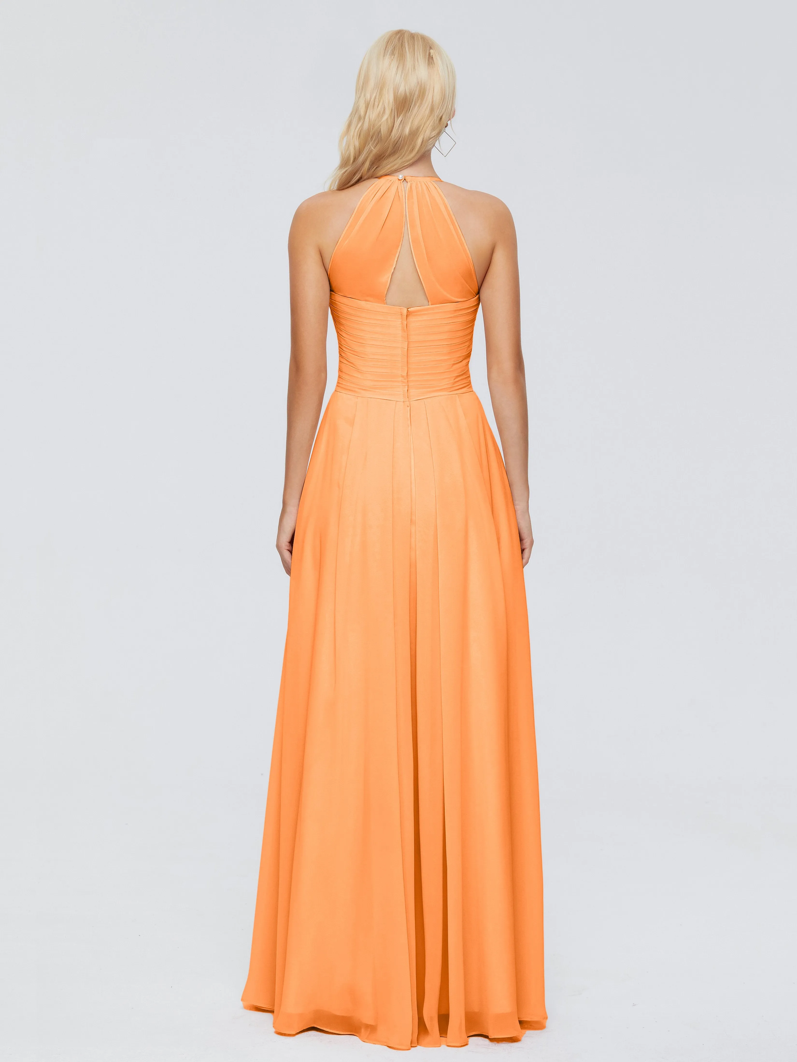 Finley Charming Halter Ruched Chiffon Bridesmaid Dresses