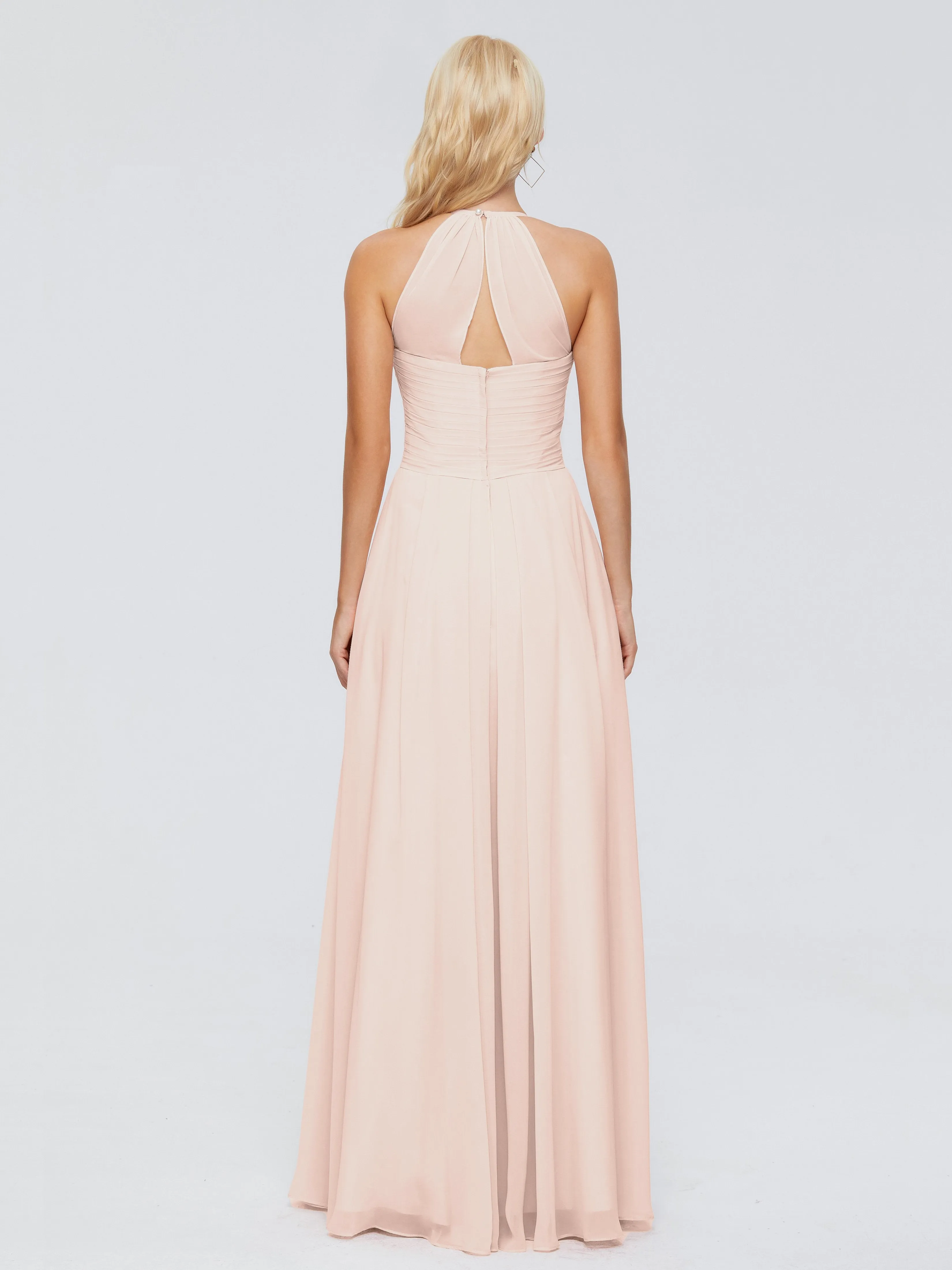 Finley Charming Halter Ruched Chiffon Bridesmaid Dresses