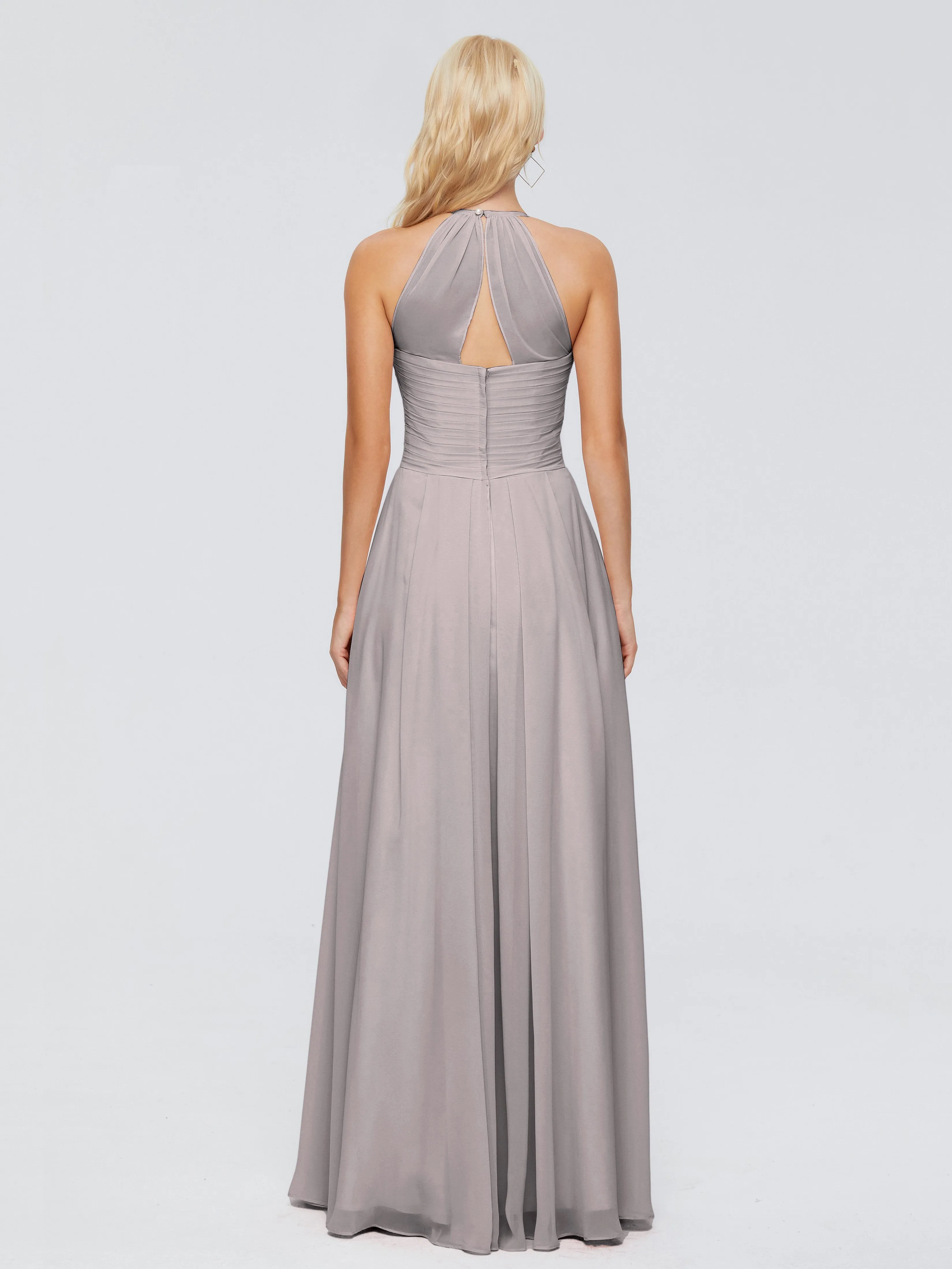 Finley Charming Halter Ruched Chiffon Bridesmaid Dresses