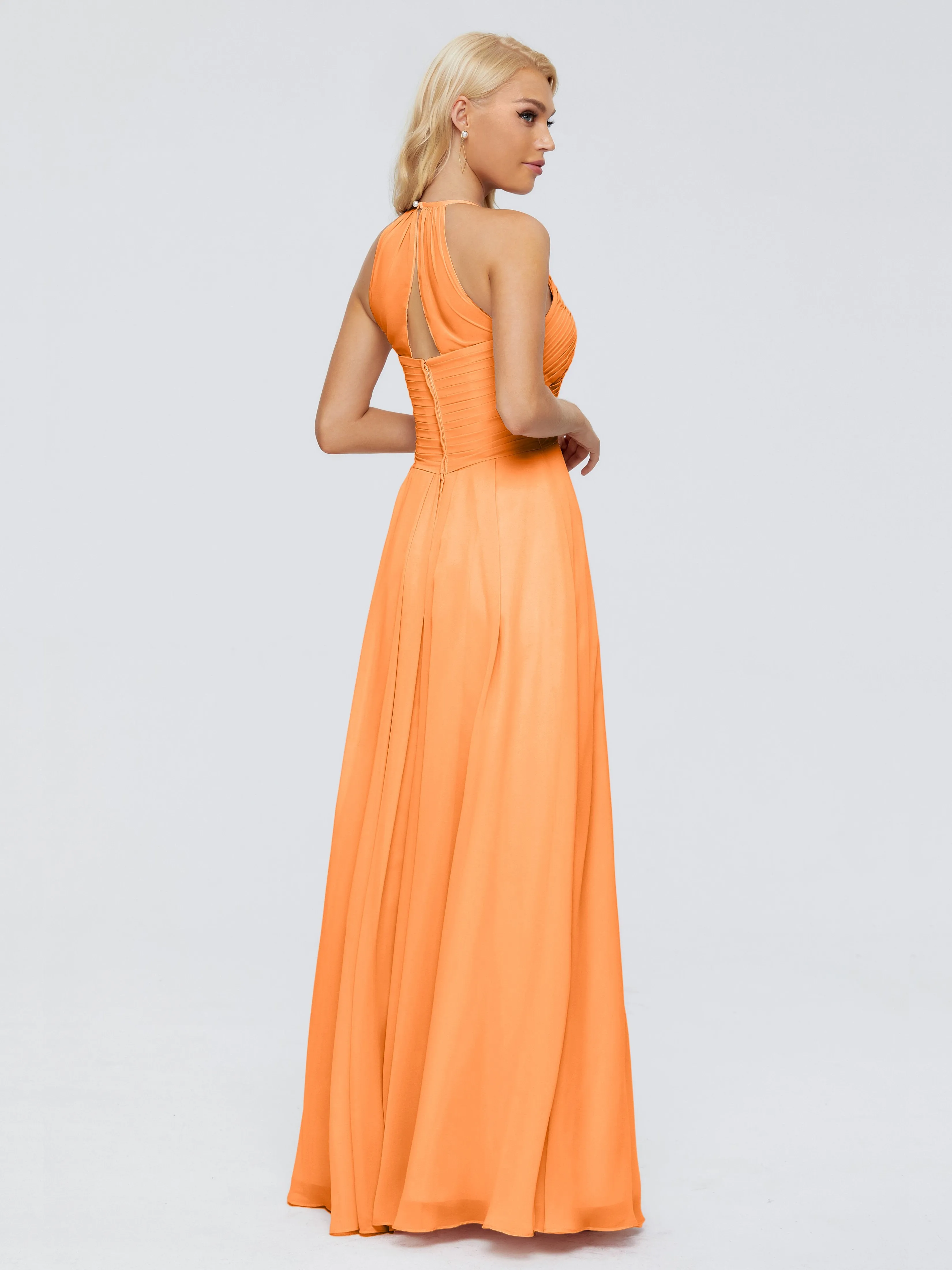 Finley Charming Halter Ruched Chiffon Bridesmaid Dresses