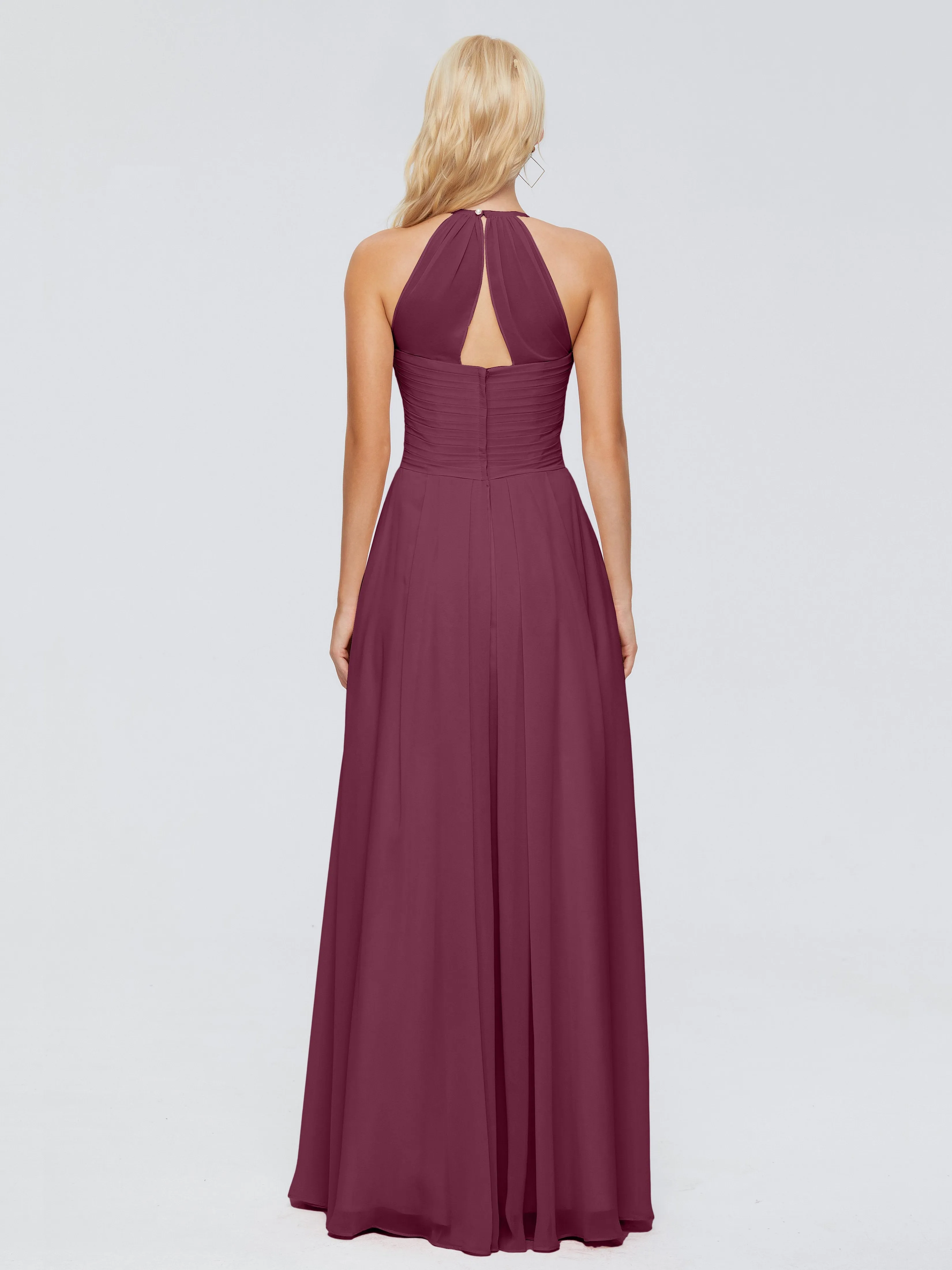 Finley Charming Halter Ruched Chiffon Bridesmaid Dresses