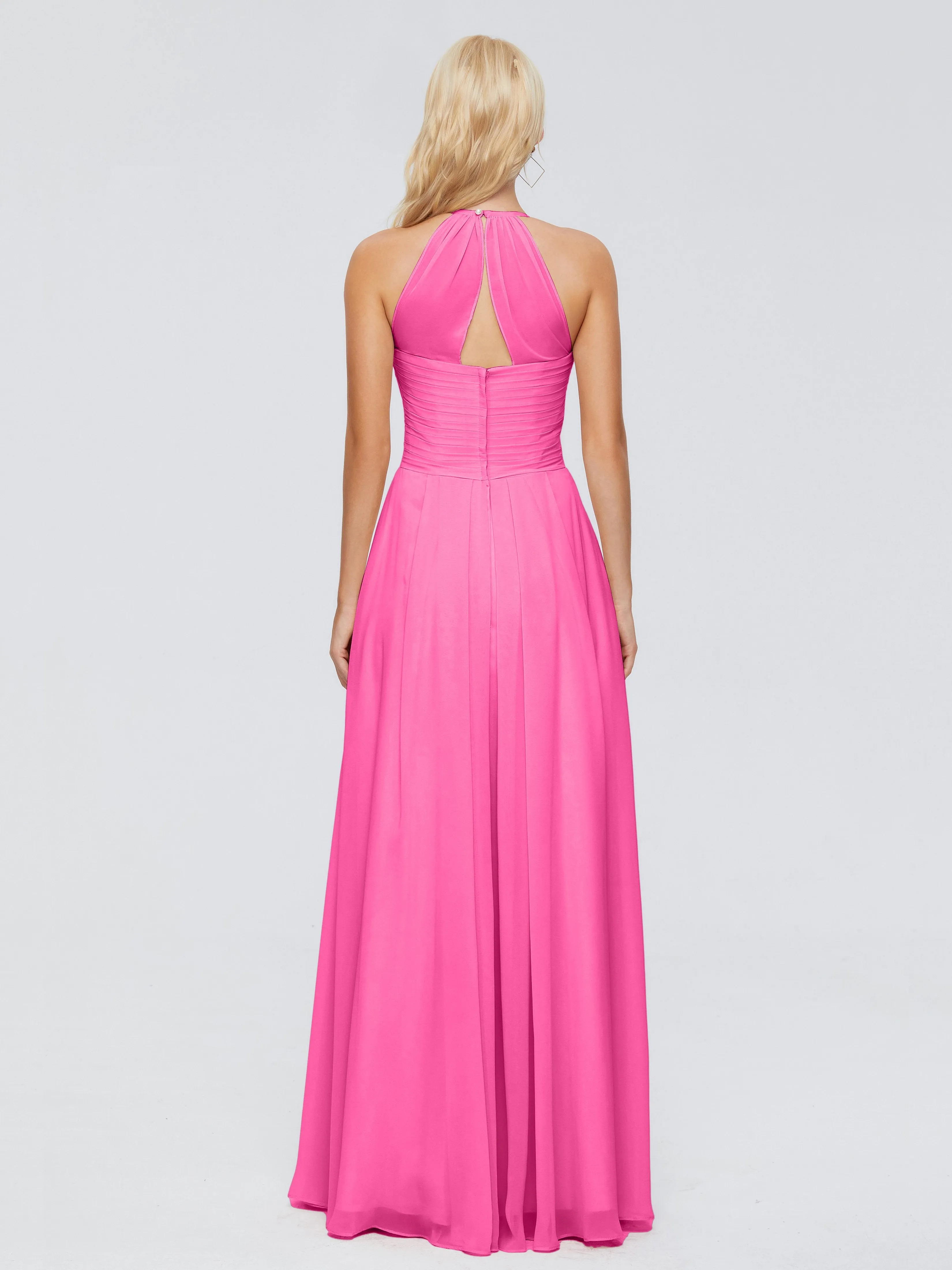 Finley Charming Halter Ruched Chiffon Bridesmaid Dresses