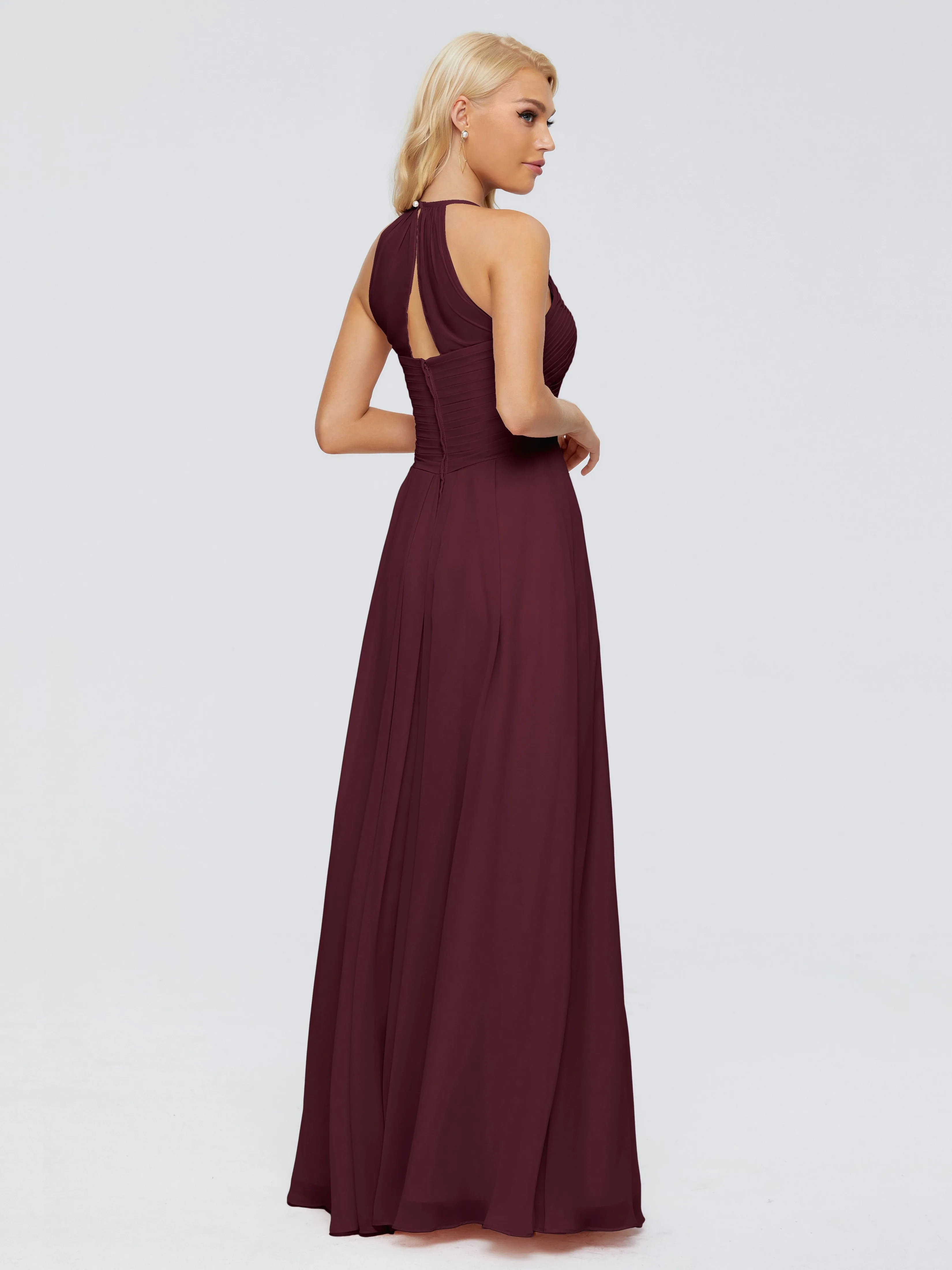 Finley Charming Halter Ruched Chiffon Bridesmaid Dresses