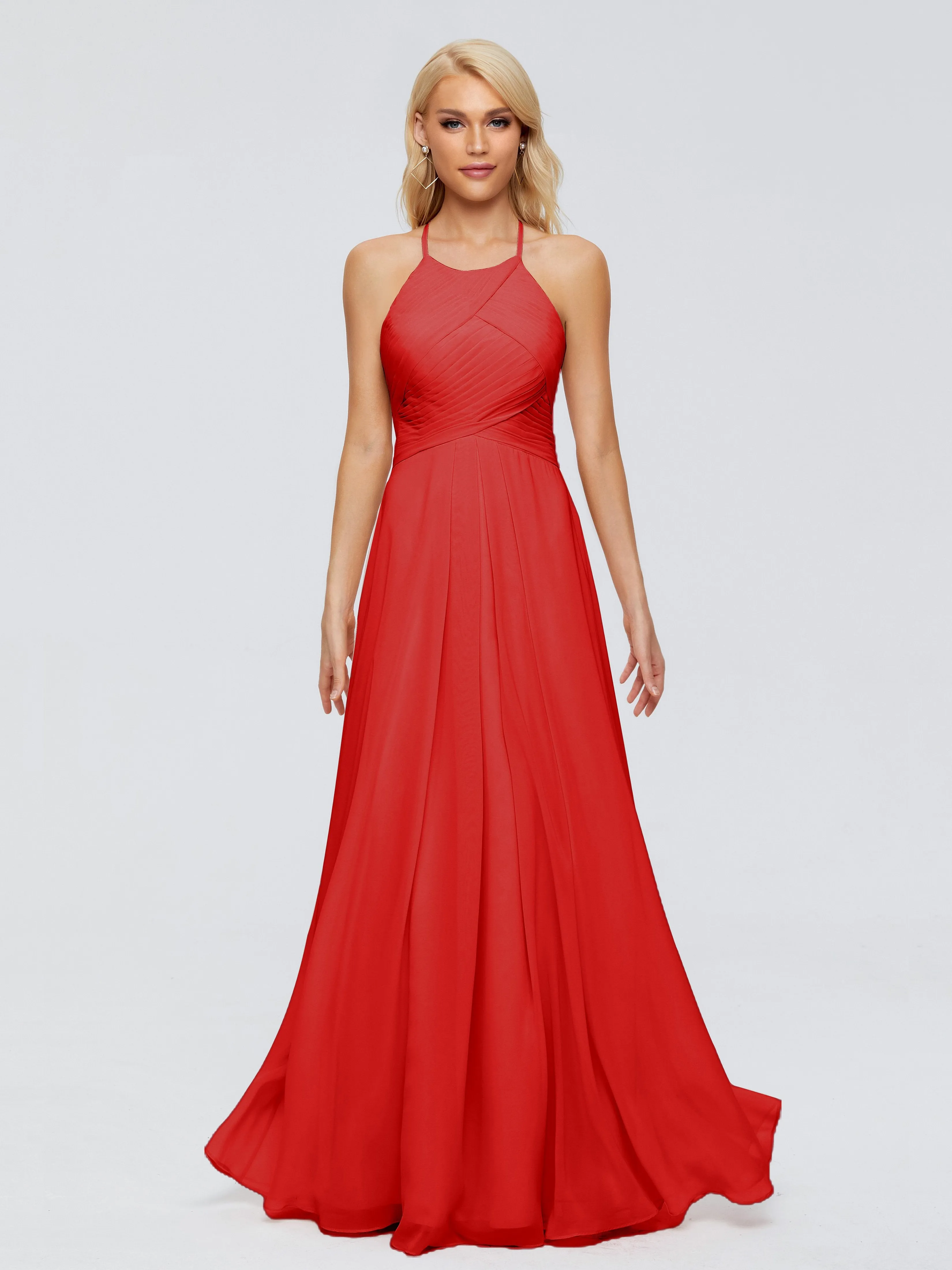 Finley Charming Halter Ruched Chiffon Bridesmaid Dresses