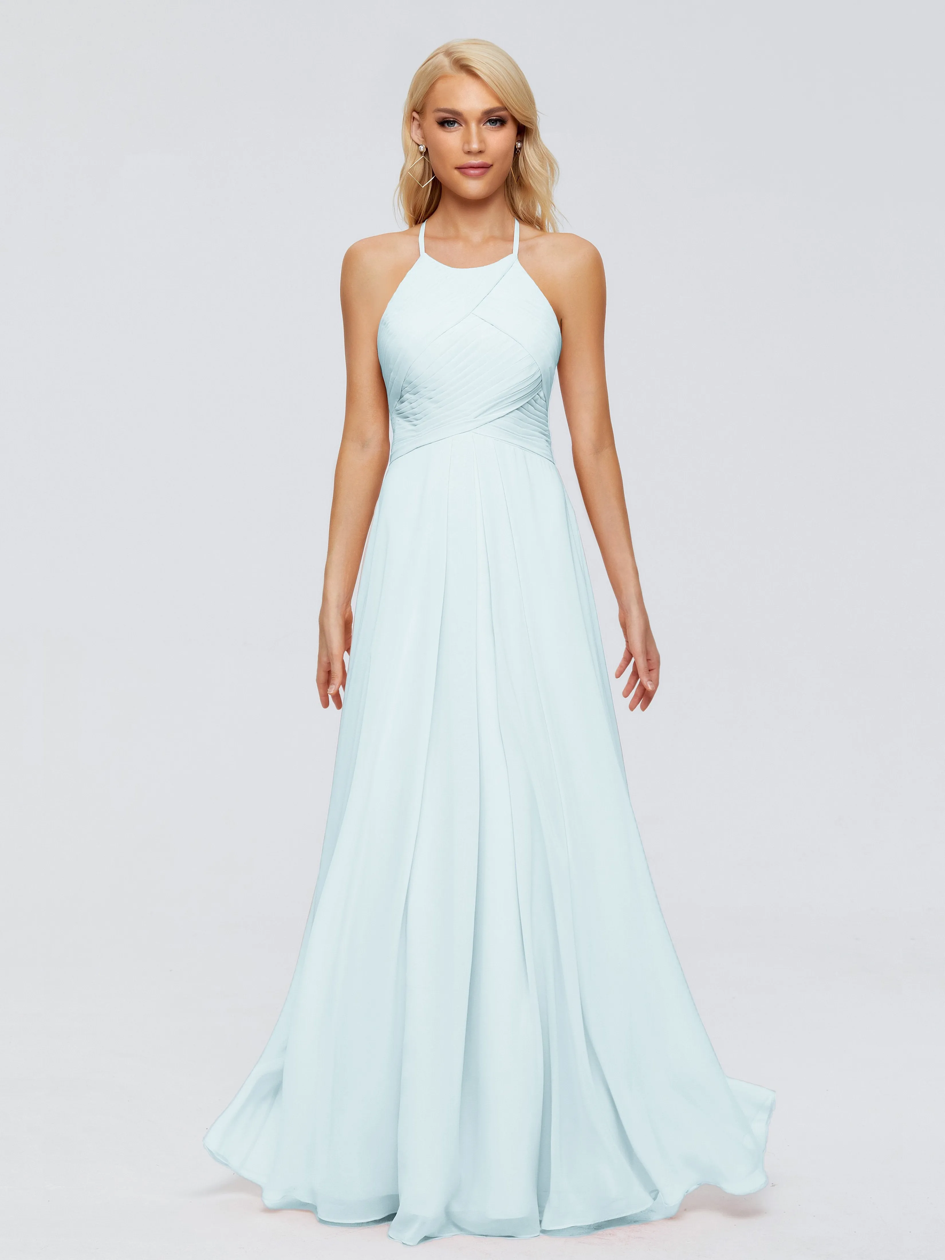 Finley Charming Halter Ruched Chiffon Bridesmaid Dresses