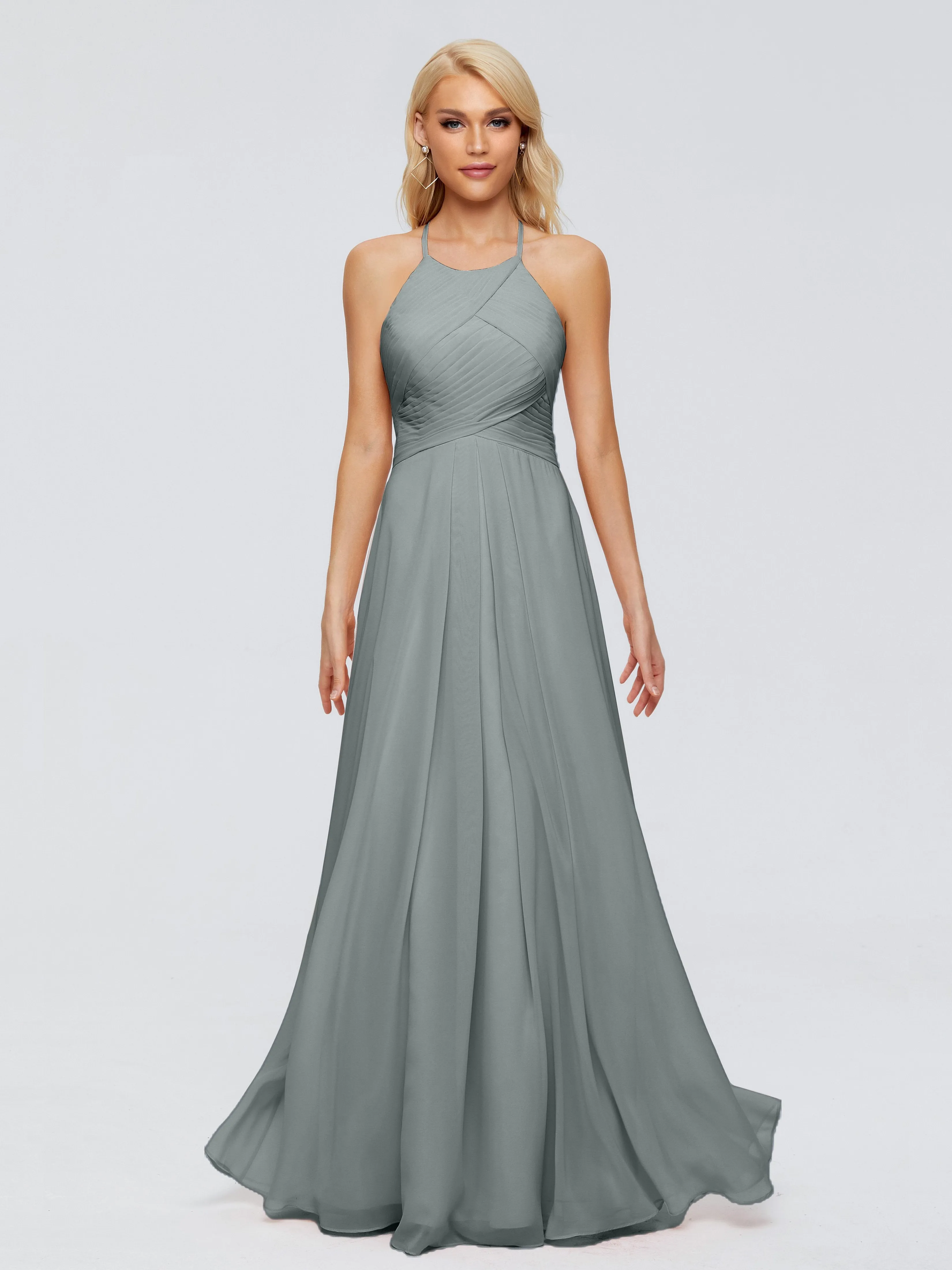 Finley Charming Halter Ruched Chiffon Bridesmaid Dresses