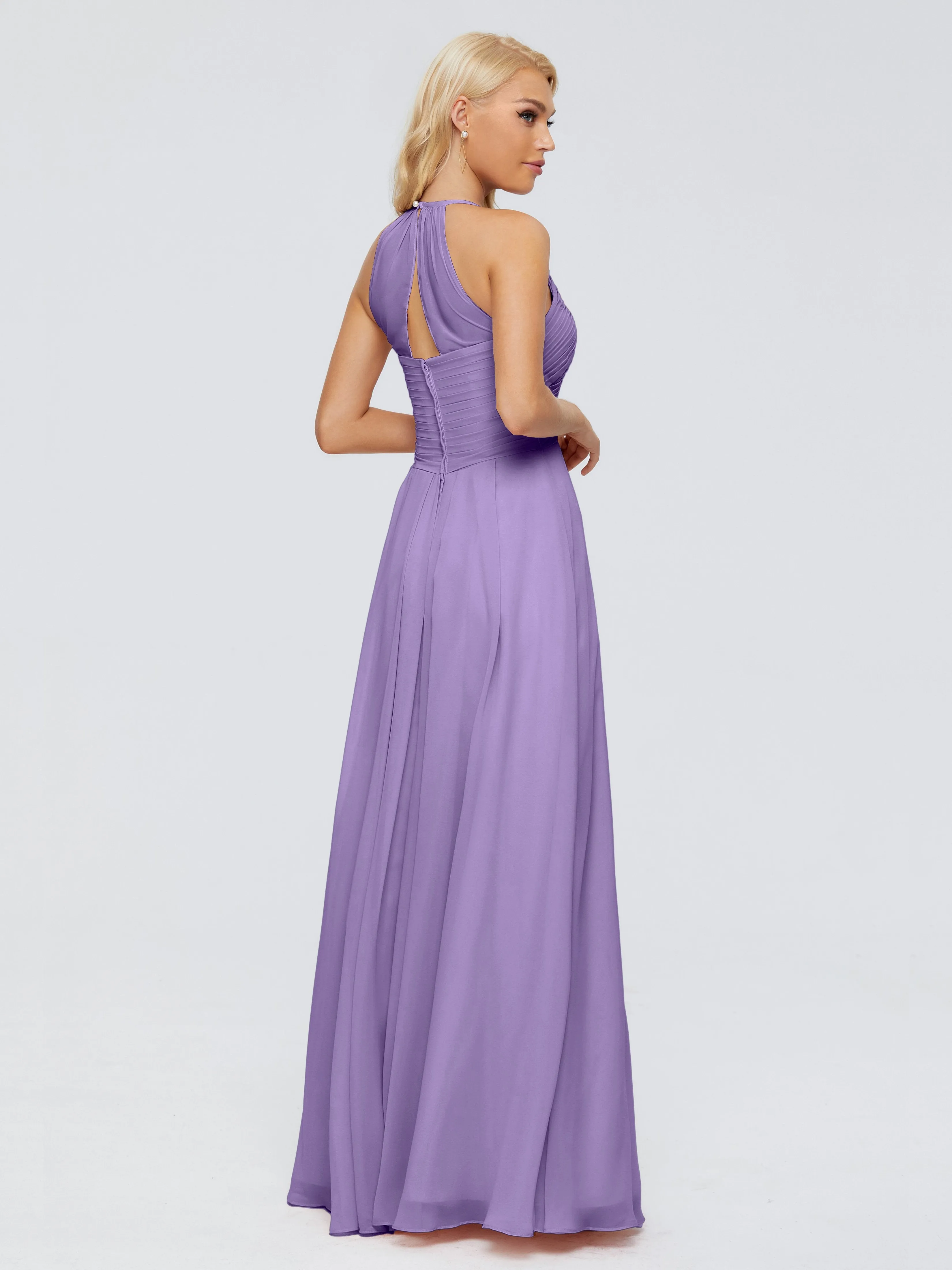 Finley Charming Halter Ruched Chiffon Bridesmaid Dresses