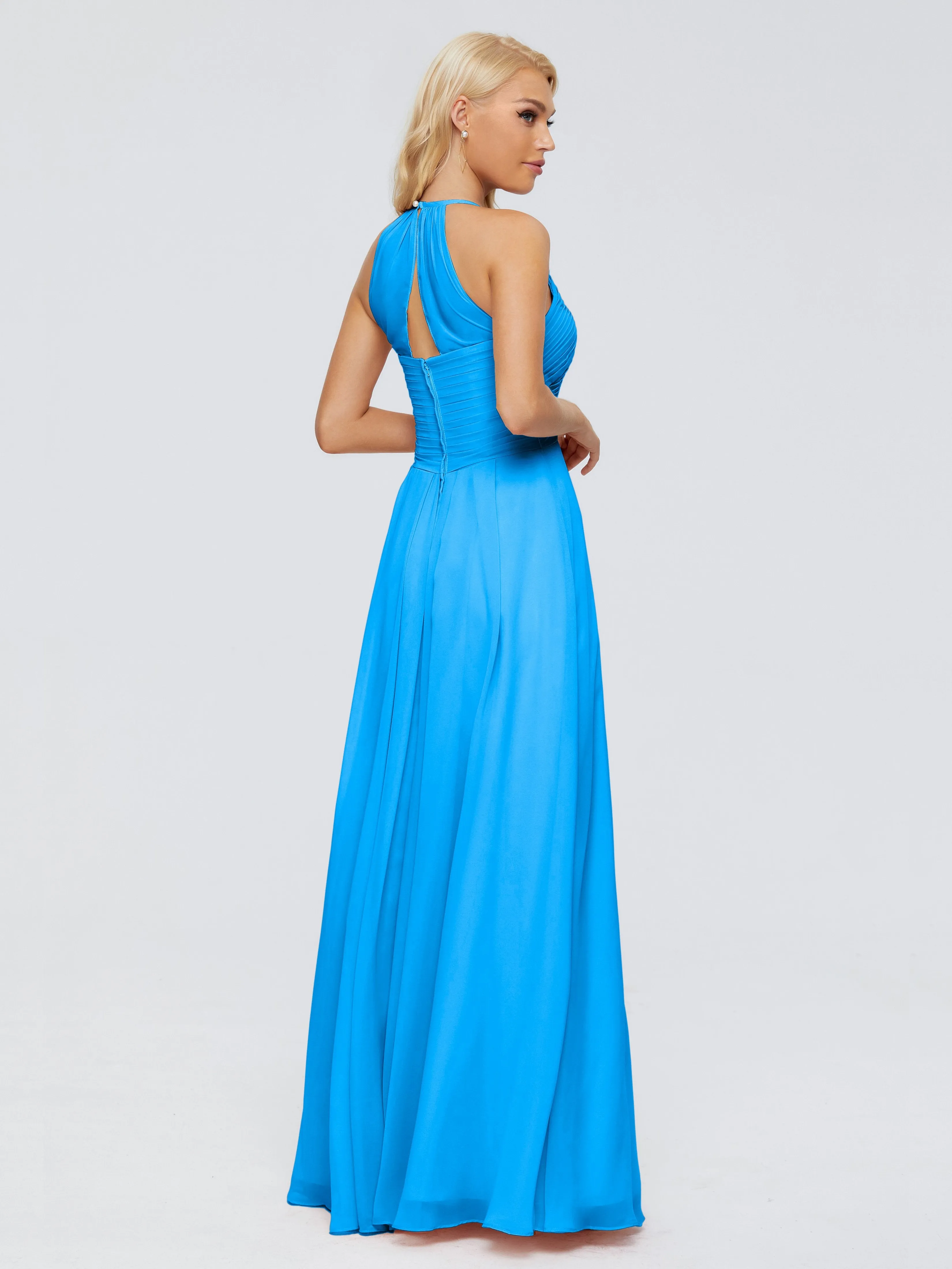 Finley Charming Halter Ruched Chiffon Bridesmaid Dresses