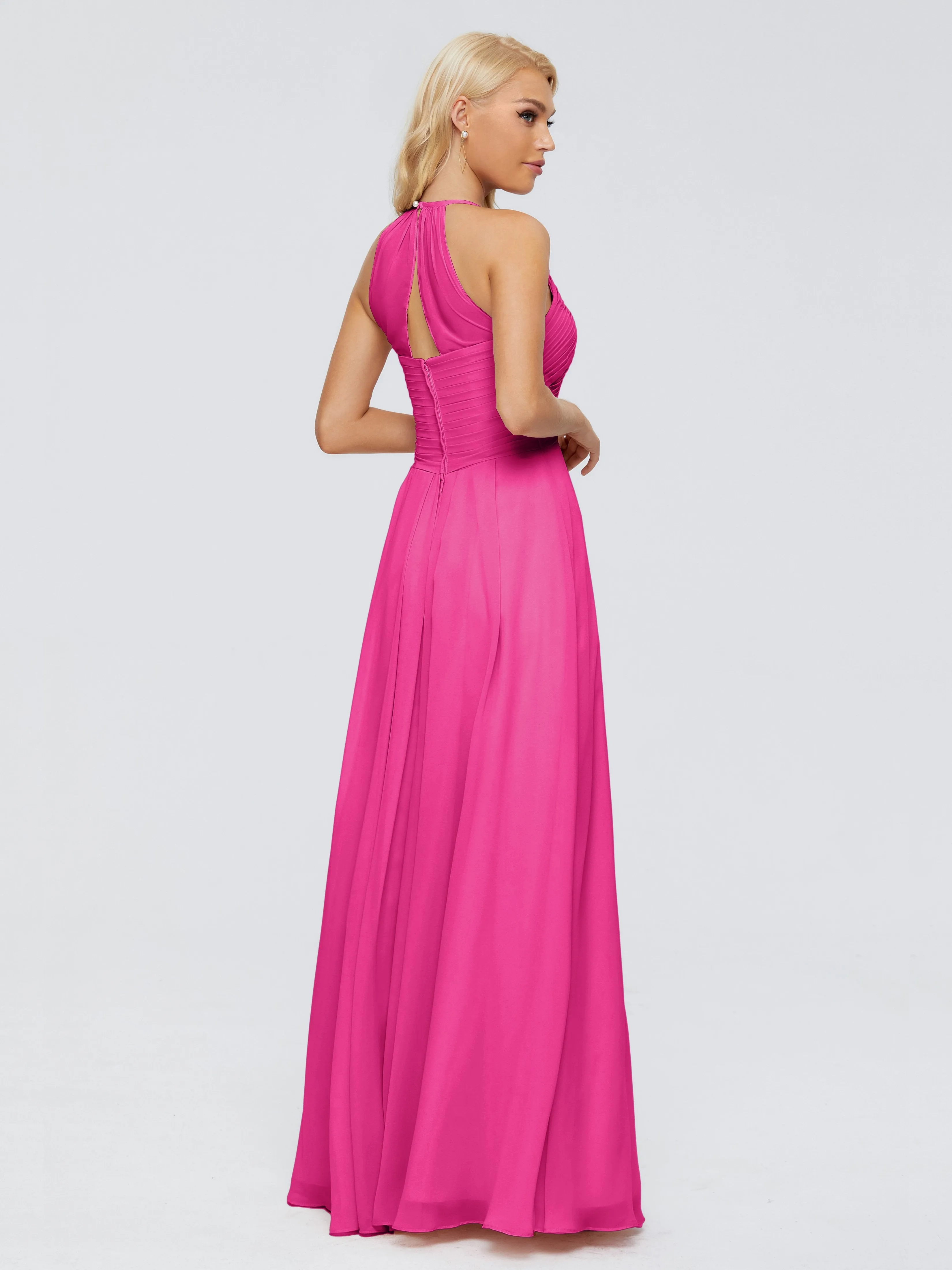 Finley Charming Halter Ruched Chiffon Bridesmaid Dresses