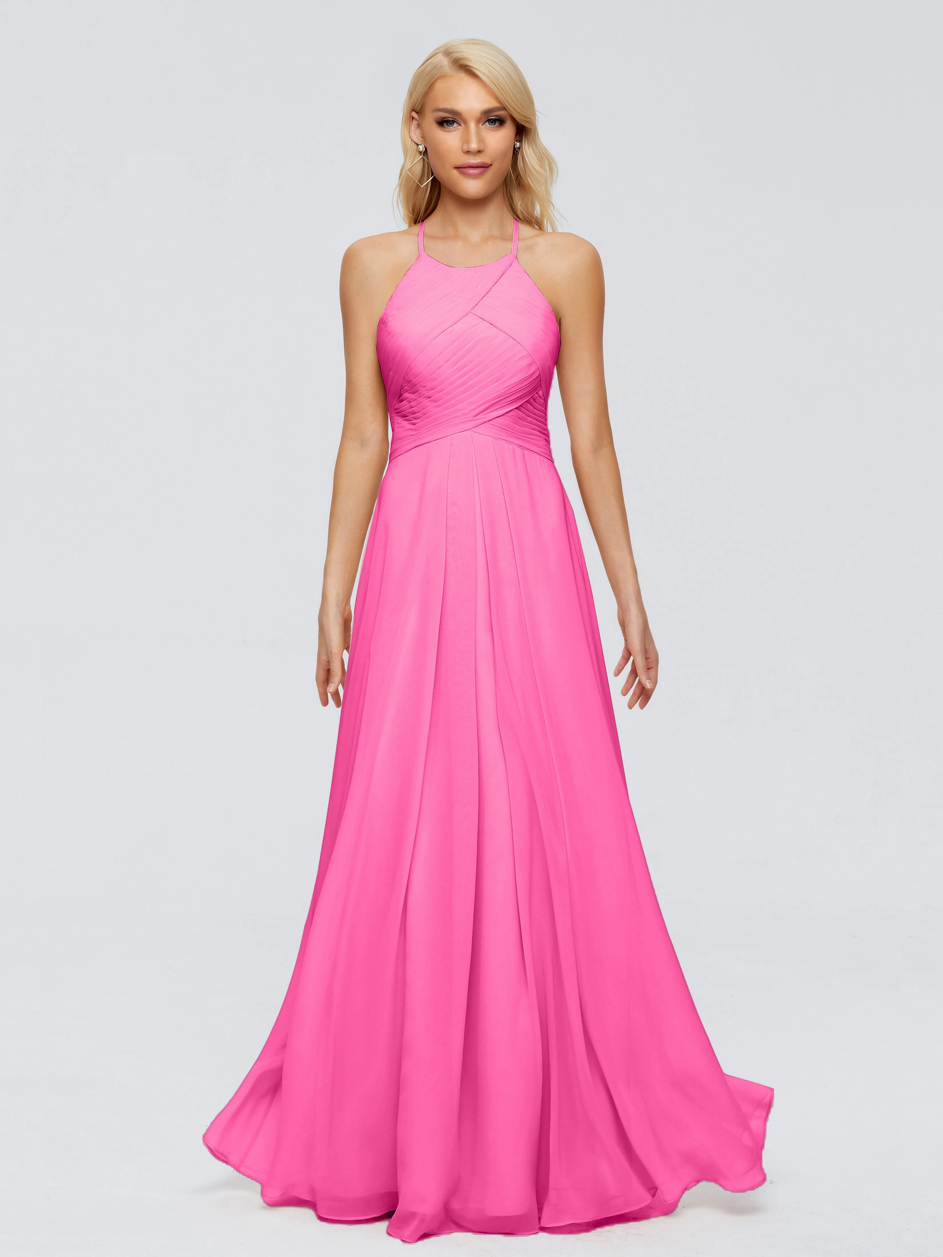 Finley Charming Halter Ruched Chiffon Bridesmaid Dresses