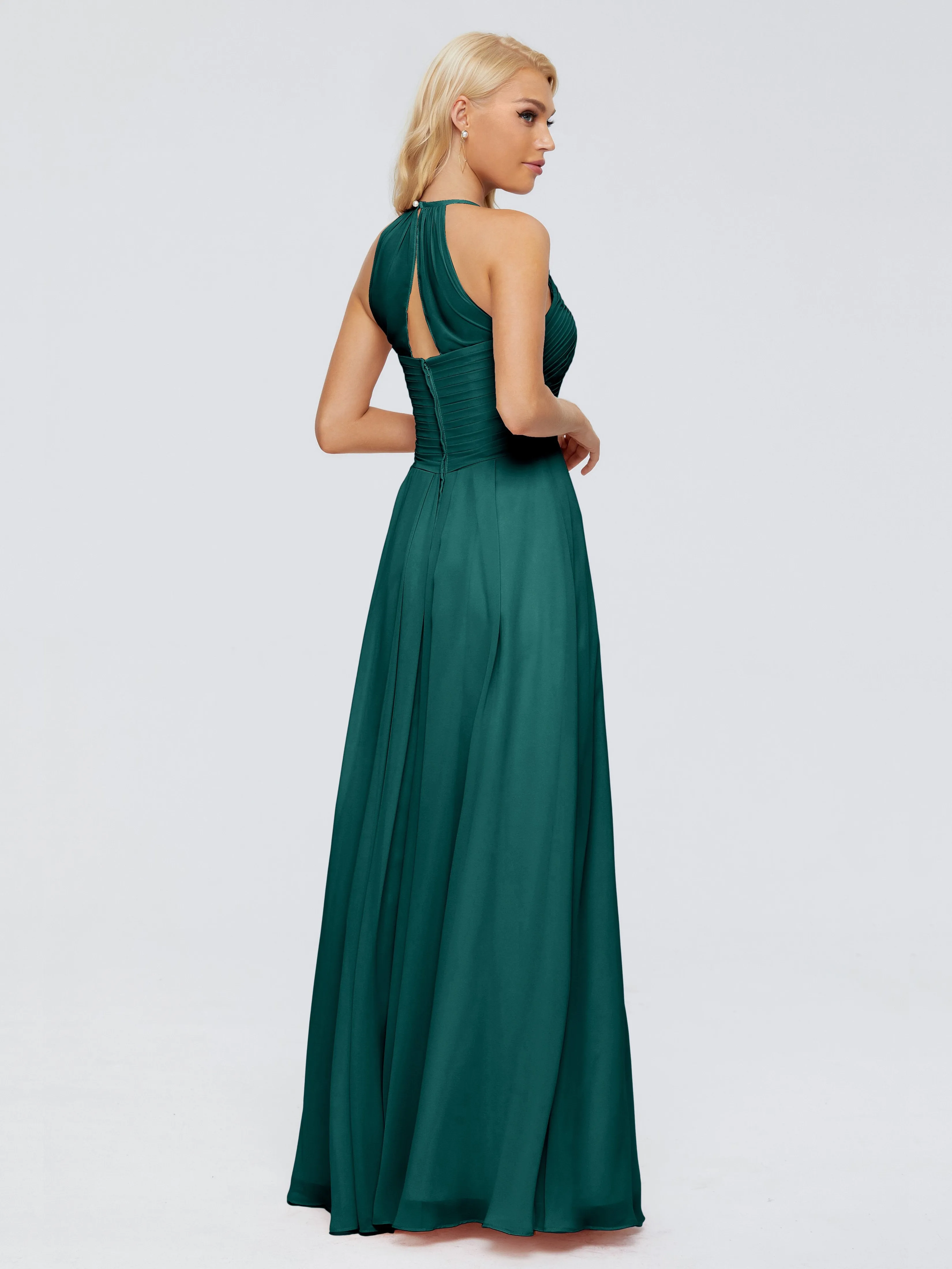 Finley Charming Halter Ruched Chiffon Bridesmaid Dresses