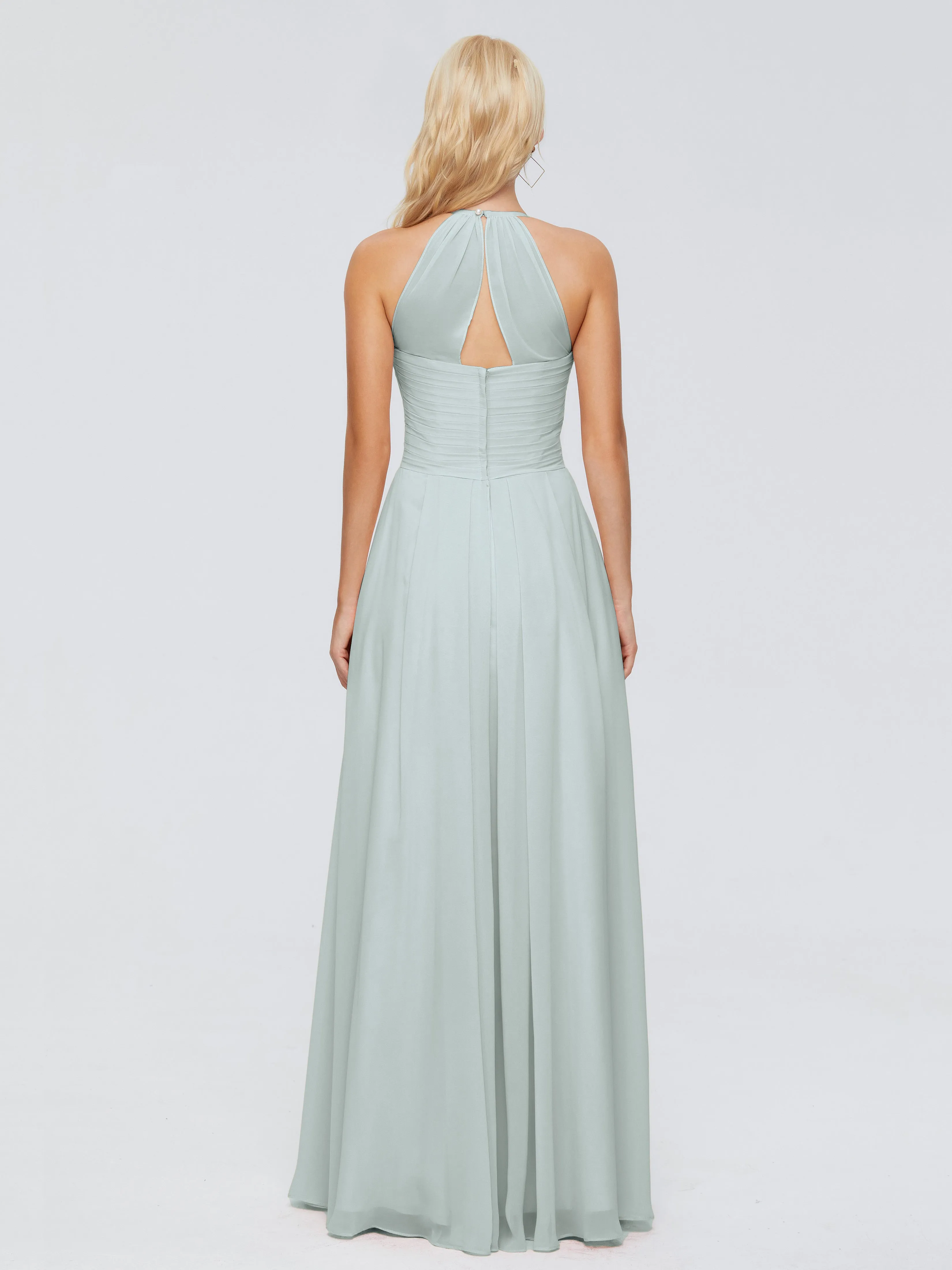 Finley Charming Halter Ruched Chiffon Bridesmaid Dresses