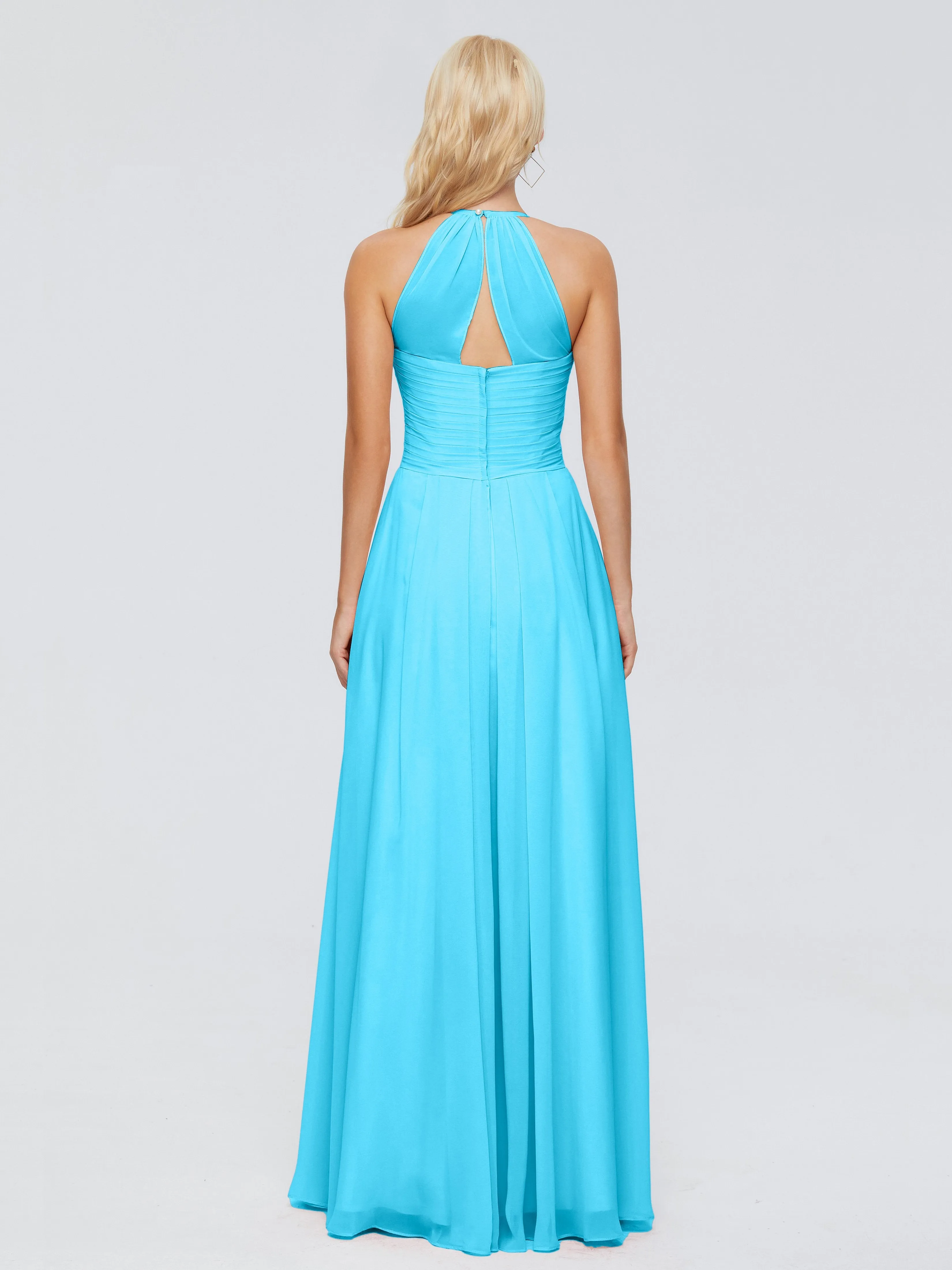 Finley Charming Halter Ruched Chiffon Bridesmaid Dresses