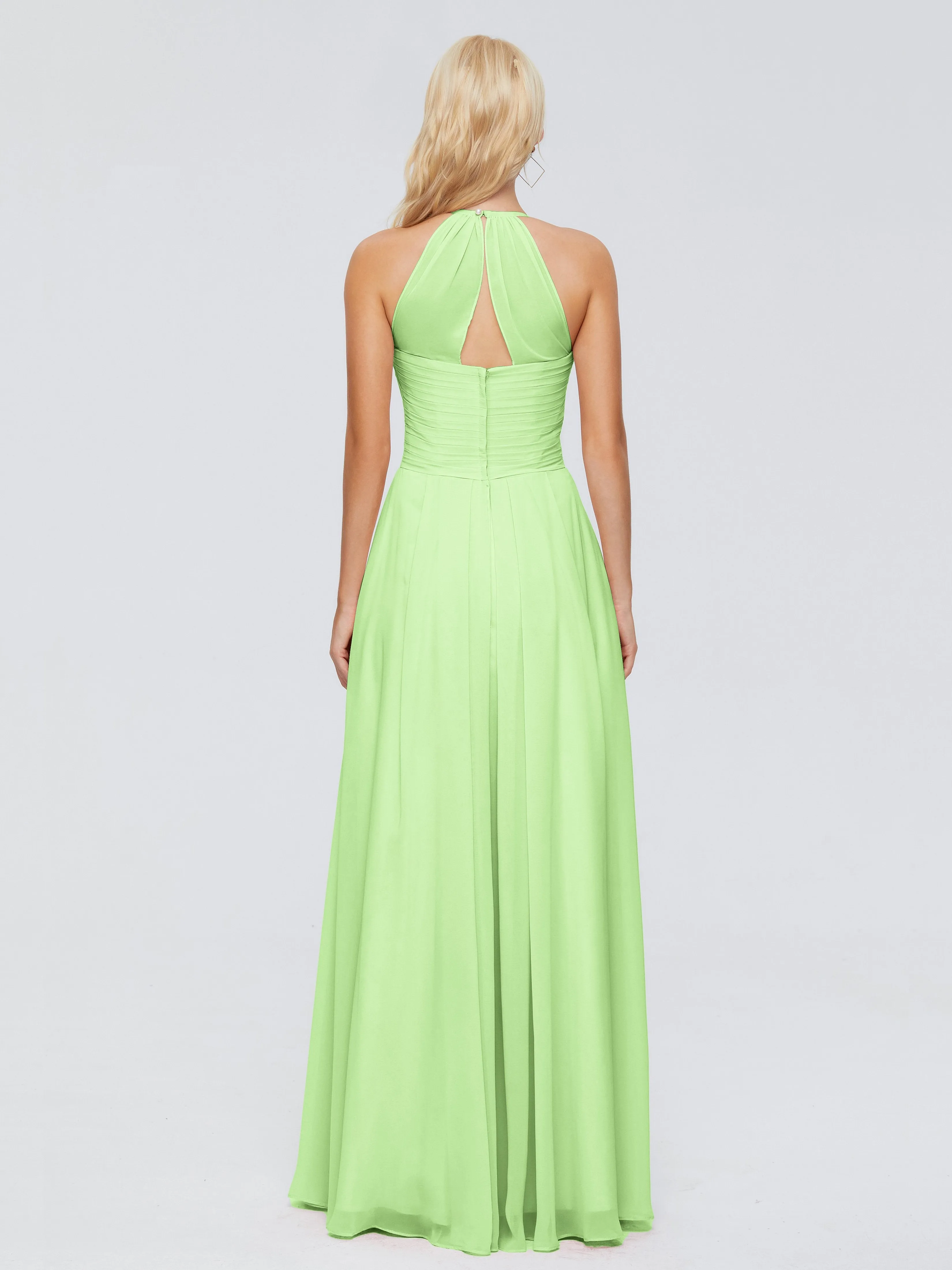 Finley Charming Halter Ruched Chiffon Bridesmaid Dresses