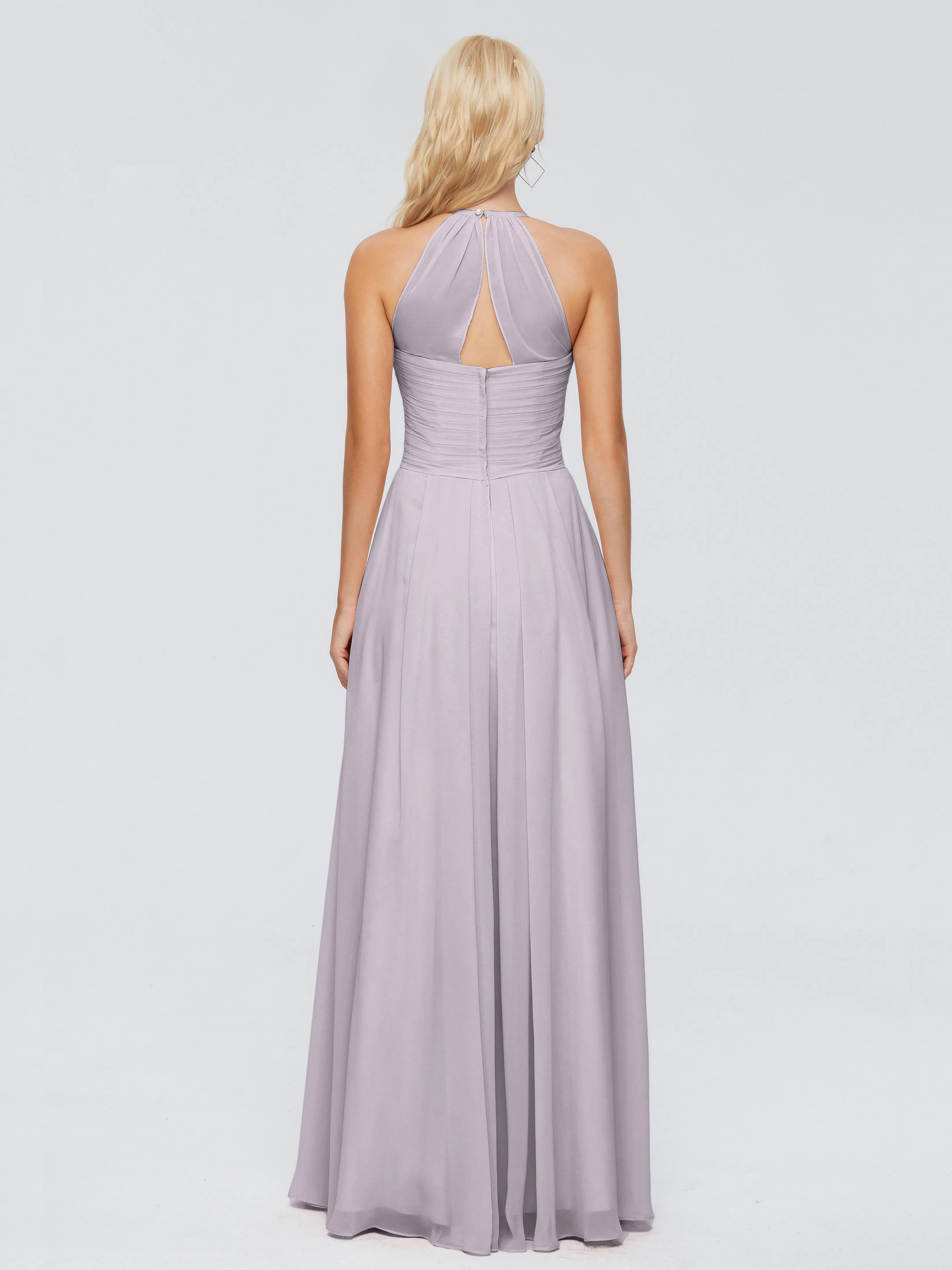 Finley Charming Halter Ruched Chiffon Bridesmaid Dresses